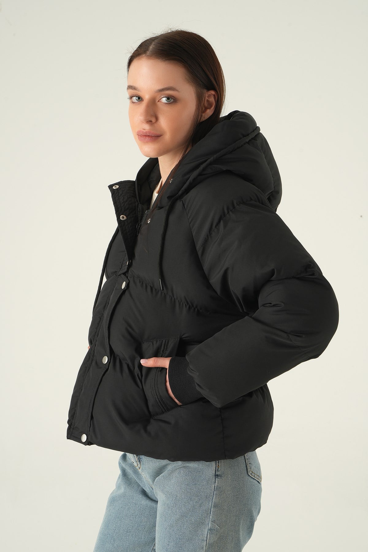 Siyah Ribanalı Mont 3503 6