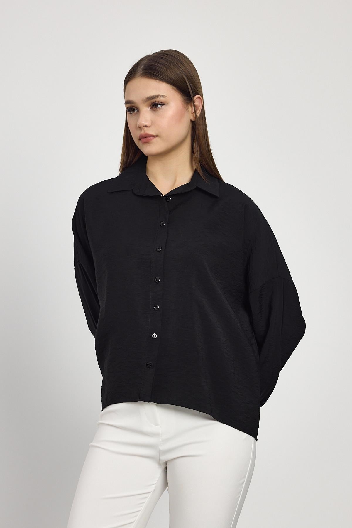 Siyah Oversize Klasik Gömlek 4316A 3