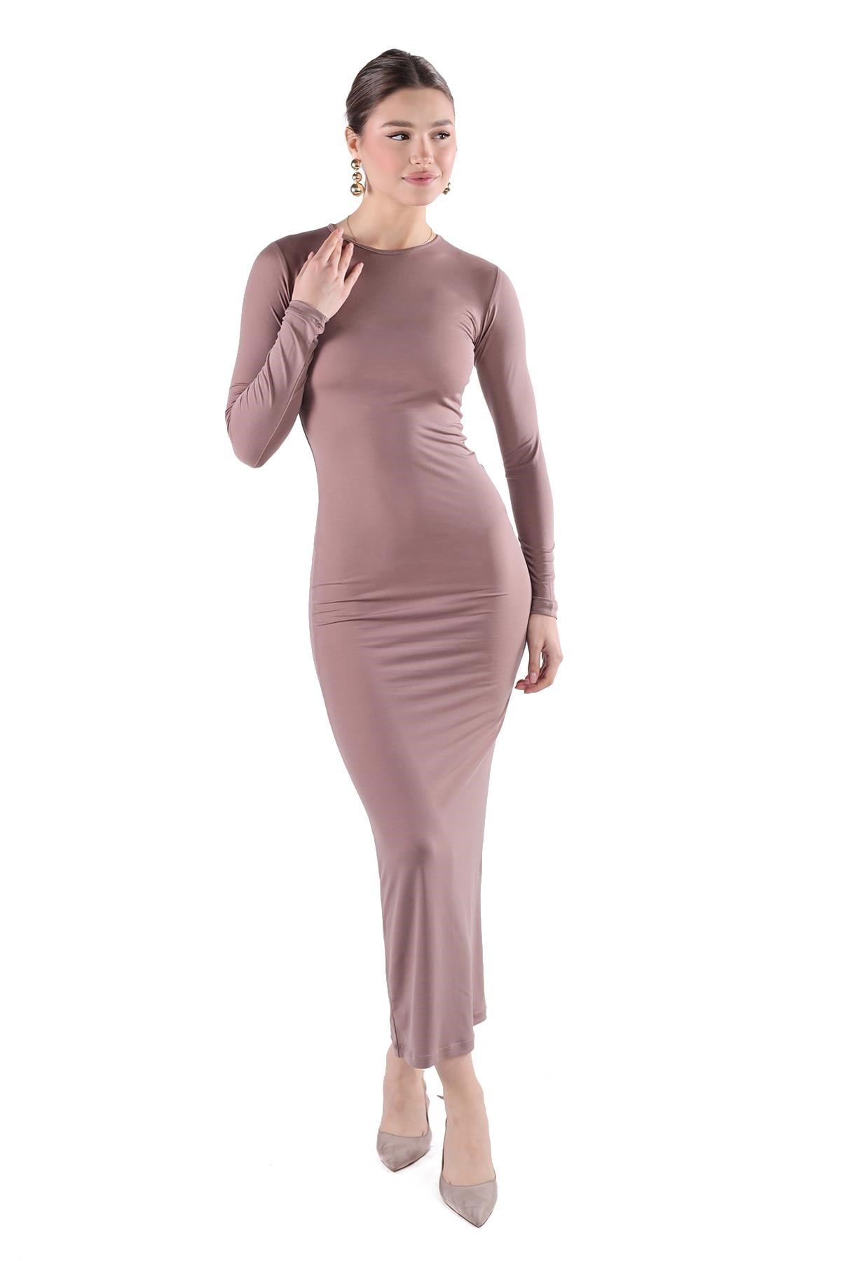 Camel Bisiklet Yaka Elbise 376 6