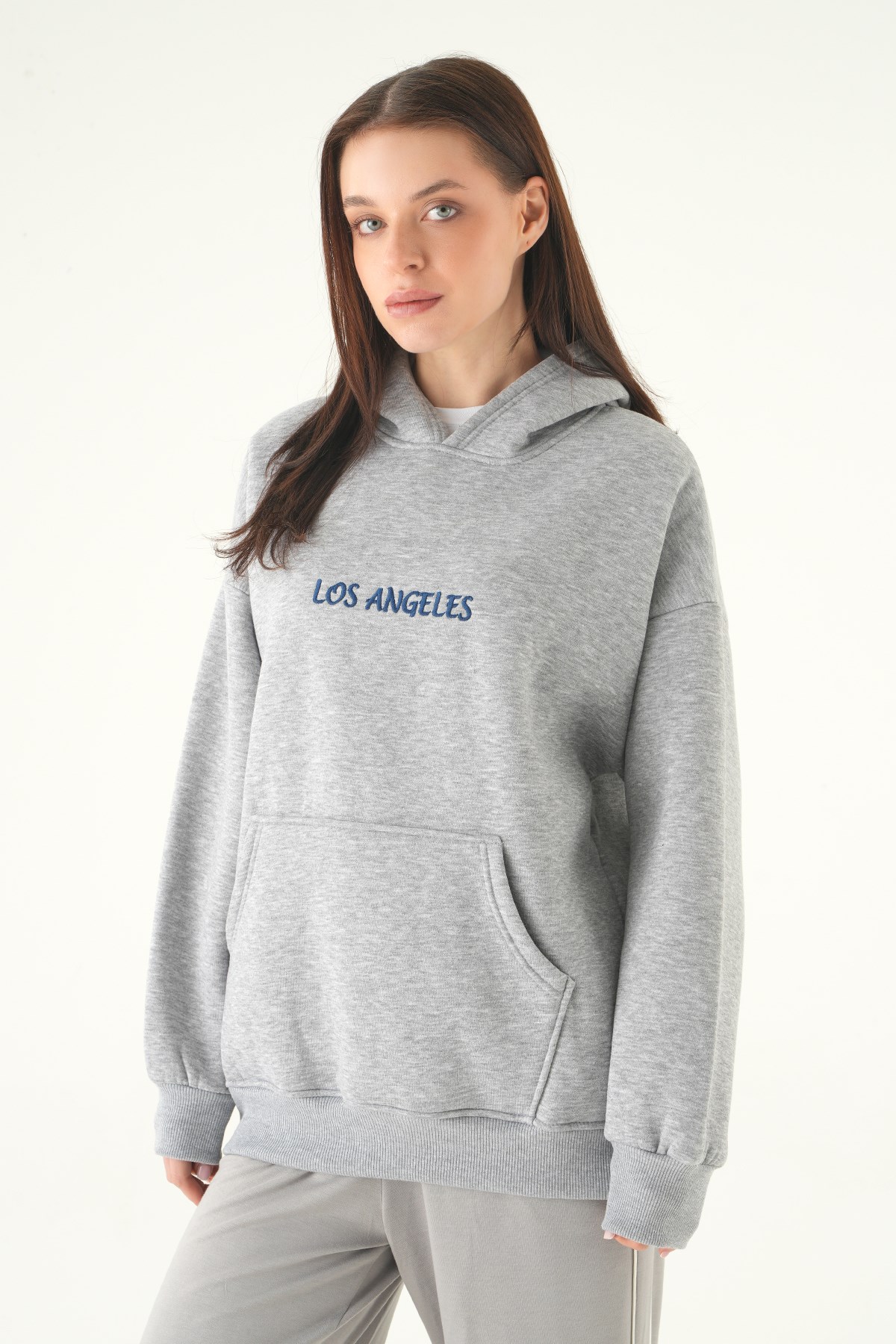 Los Angeles Baskılı Sweat 1042 Gri