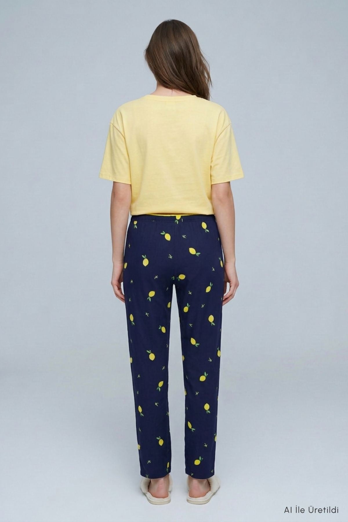 Limon Desen Pijama 4557 Sarı 4