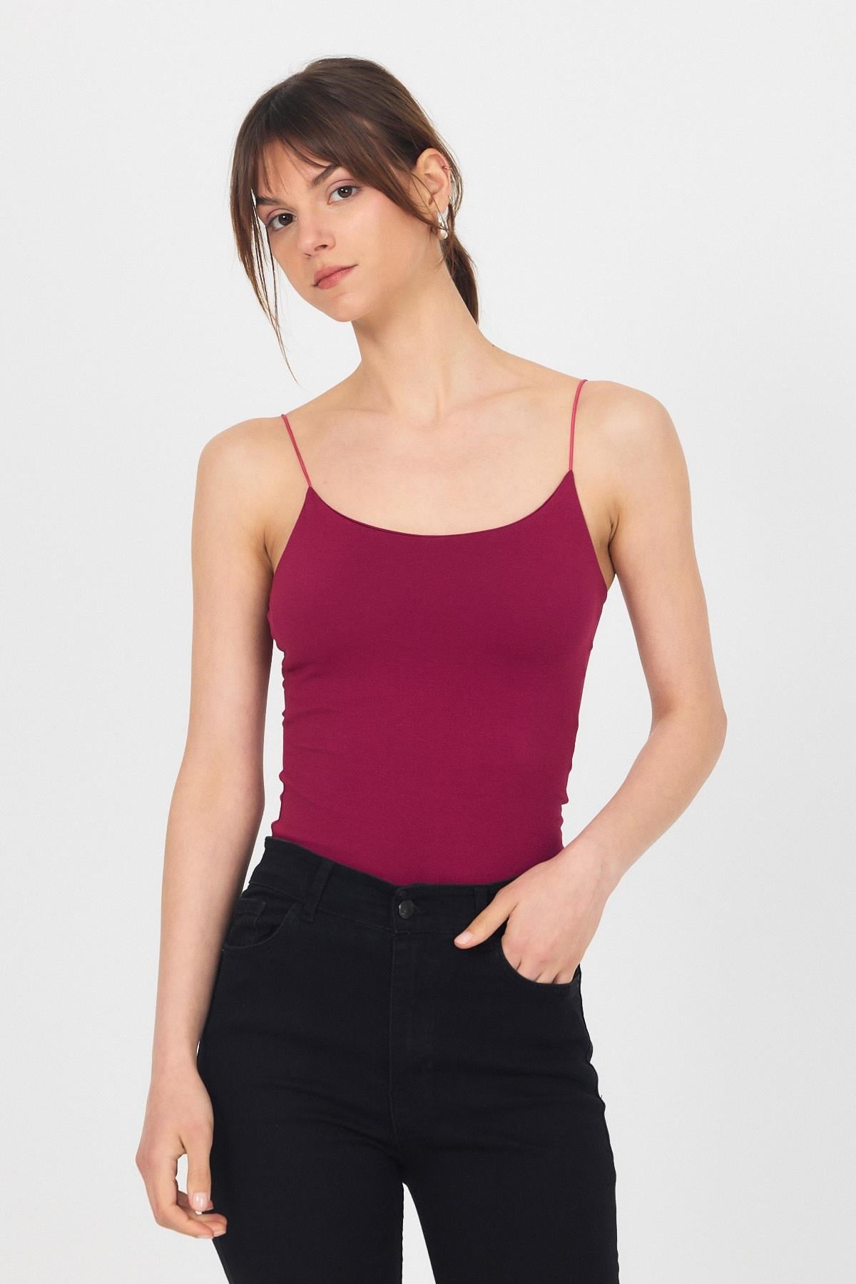 Bordo İnce Askılı Basic Atlet 848 6