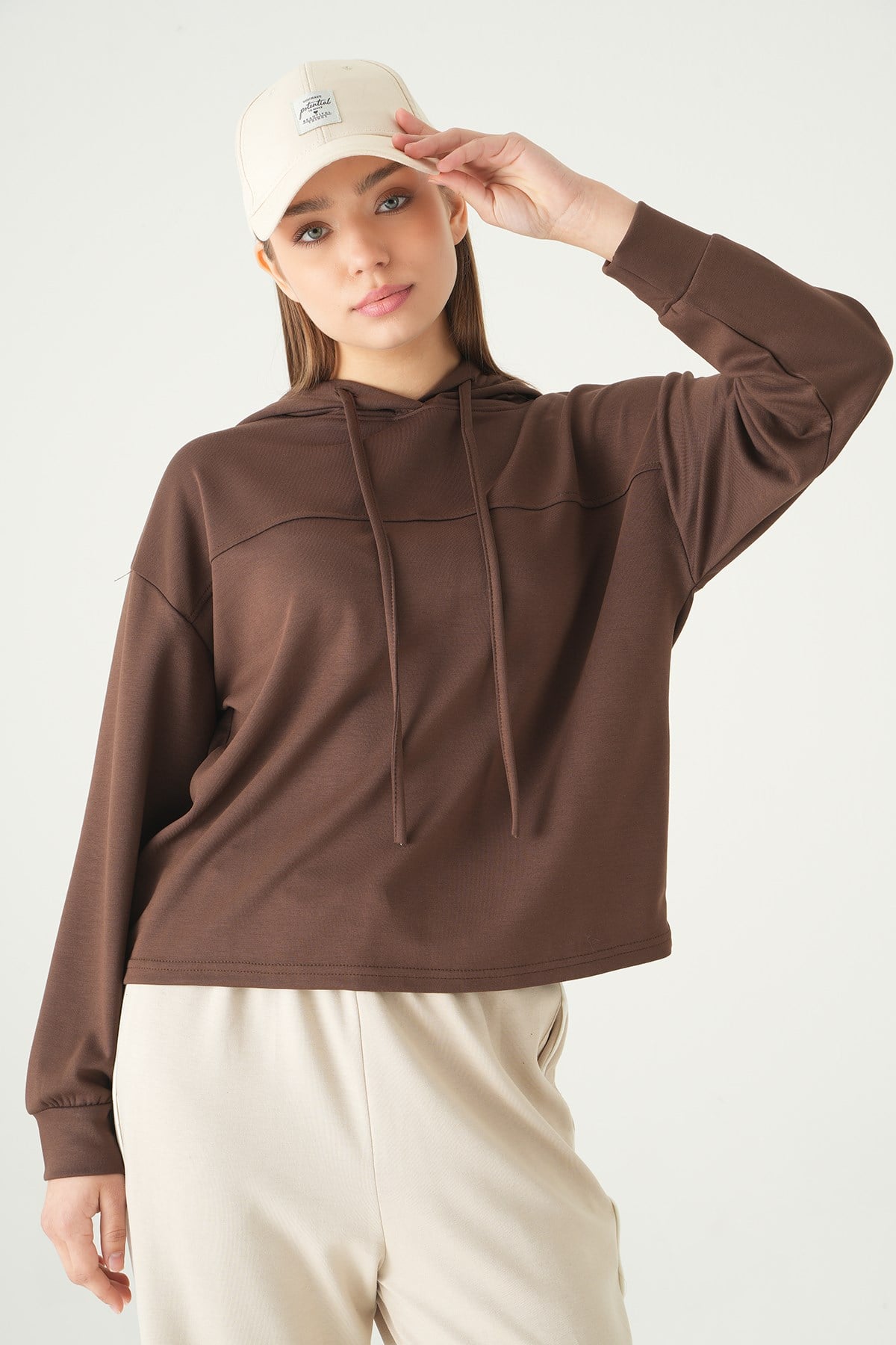 Kahve Şerit Detay Sweat 8308A 6