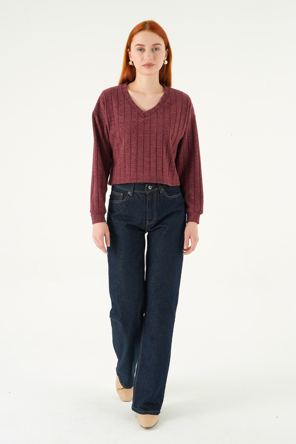 V Yaka Bluz 8259A Bordo 3