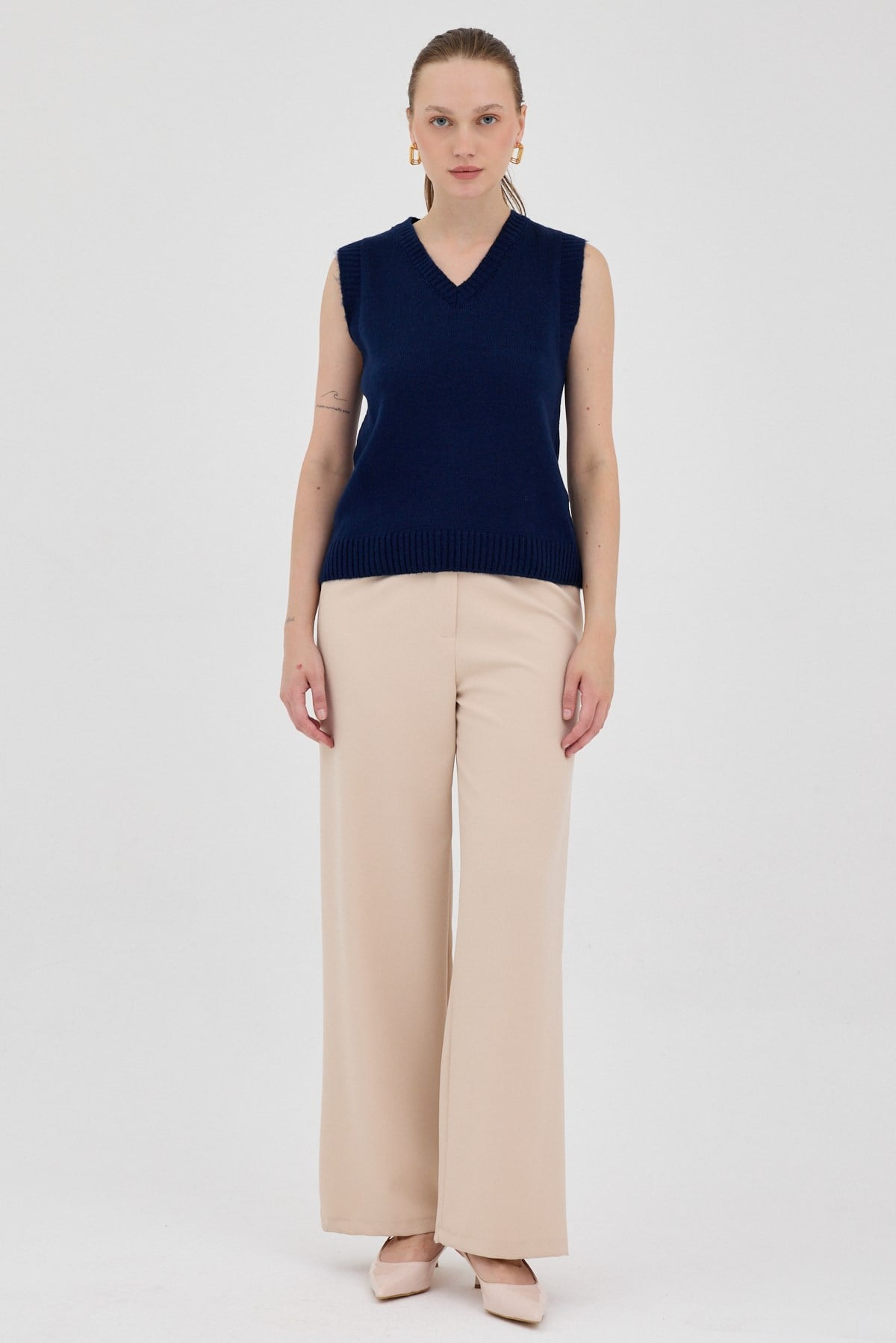 Laci Oversize V Yaka Kadın Süveter 2292 3