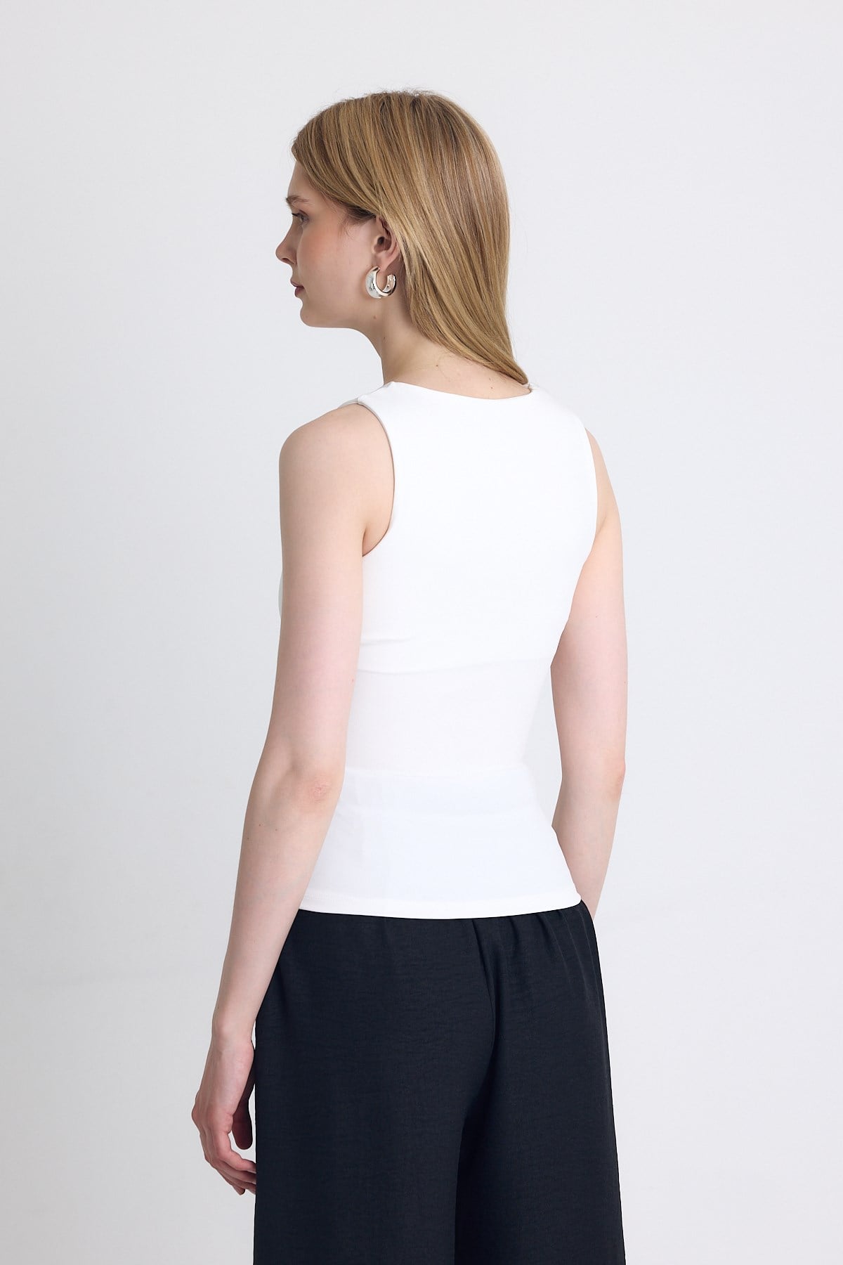 Ekru Slim Fit Kolsuz Basic Atlet 9194M 5
