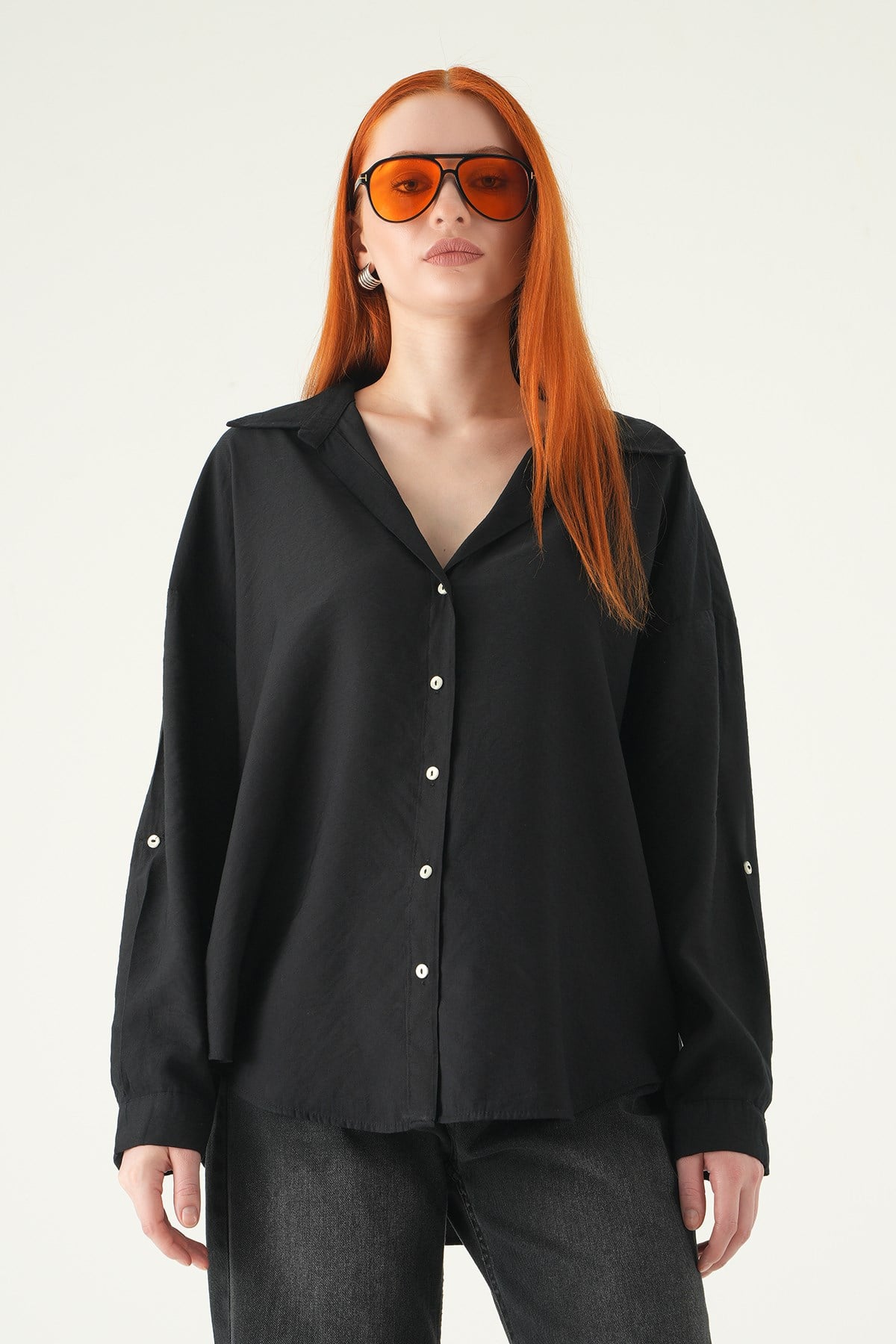 Siyah Oversize Gömlek 2893 7