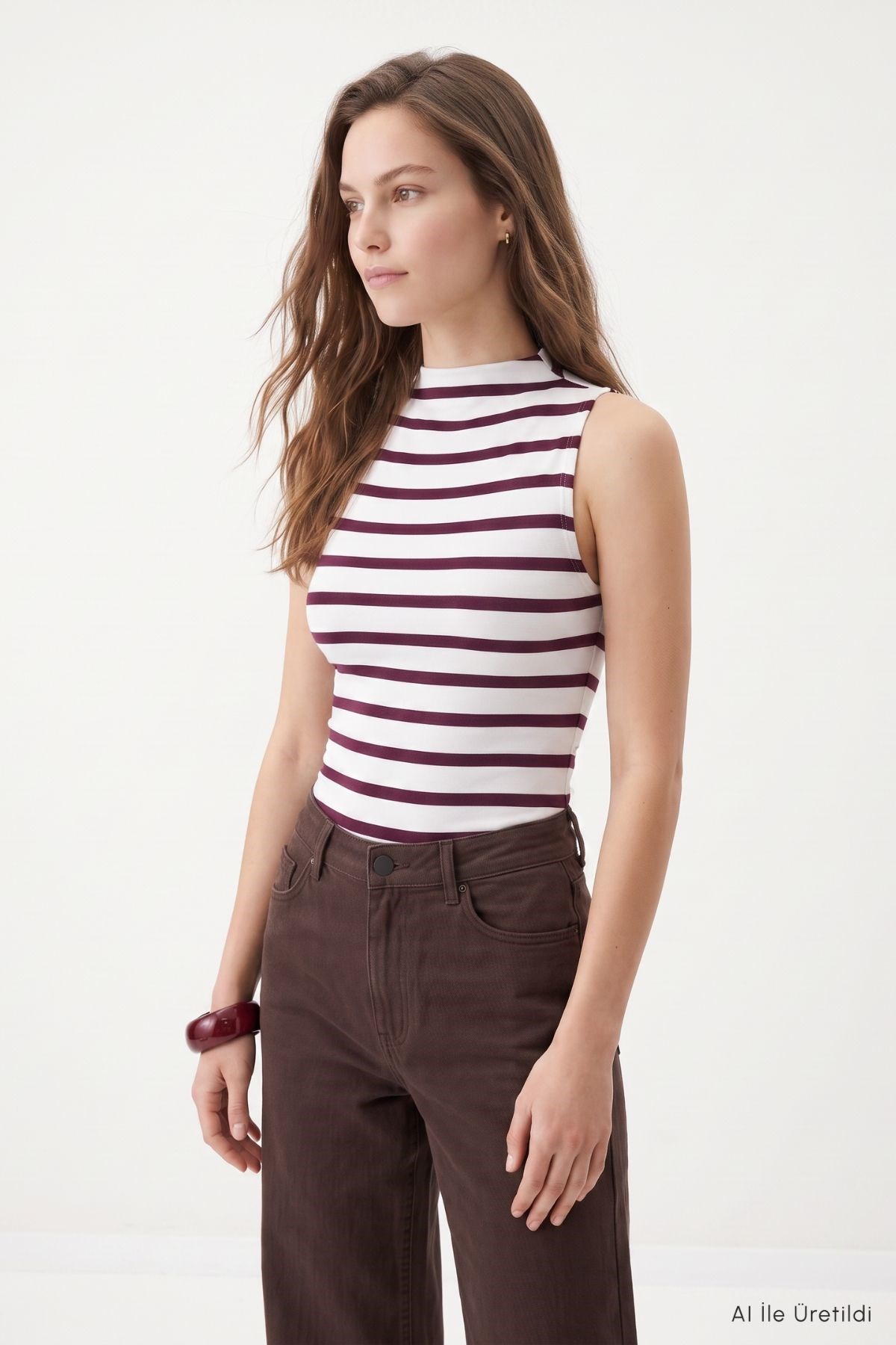 Sıfır Kol Dik Yaka Body 8697A Bordo 3