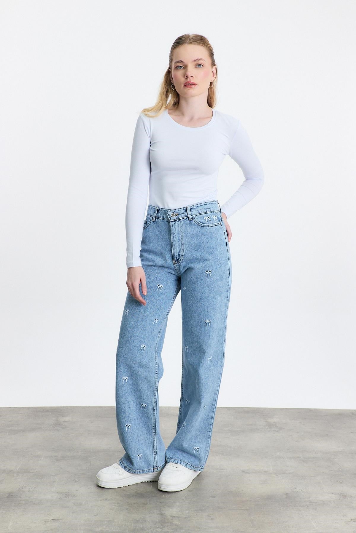 Fiyonk Nakışlı Jean 2228 Buzkar