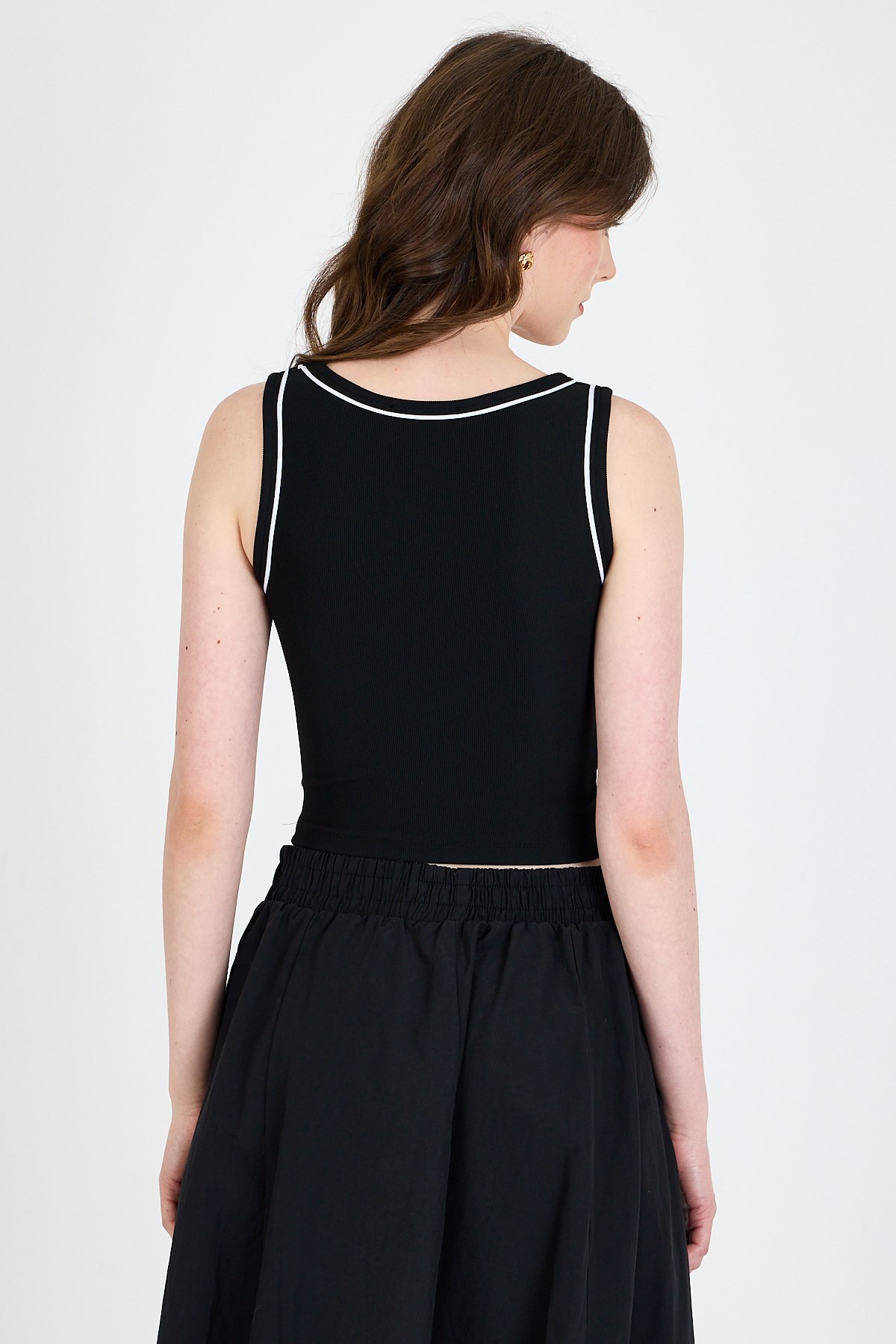 Siyah Şerit Detaylı Örme Crop Atlet 1049 5
