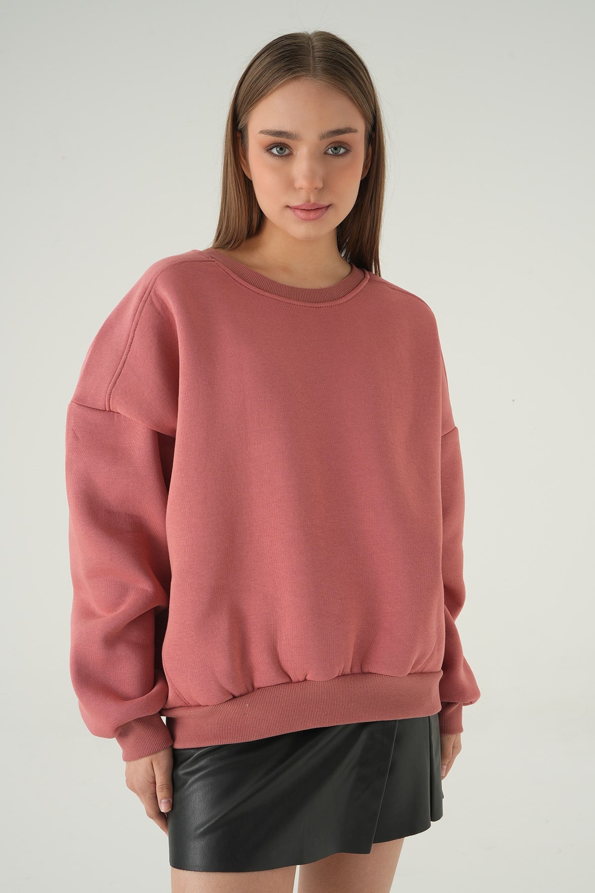 Bisiklet Yaka Sweat 1029 Gül Kurusu