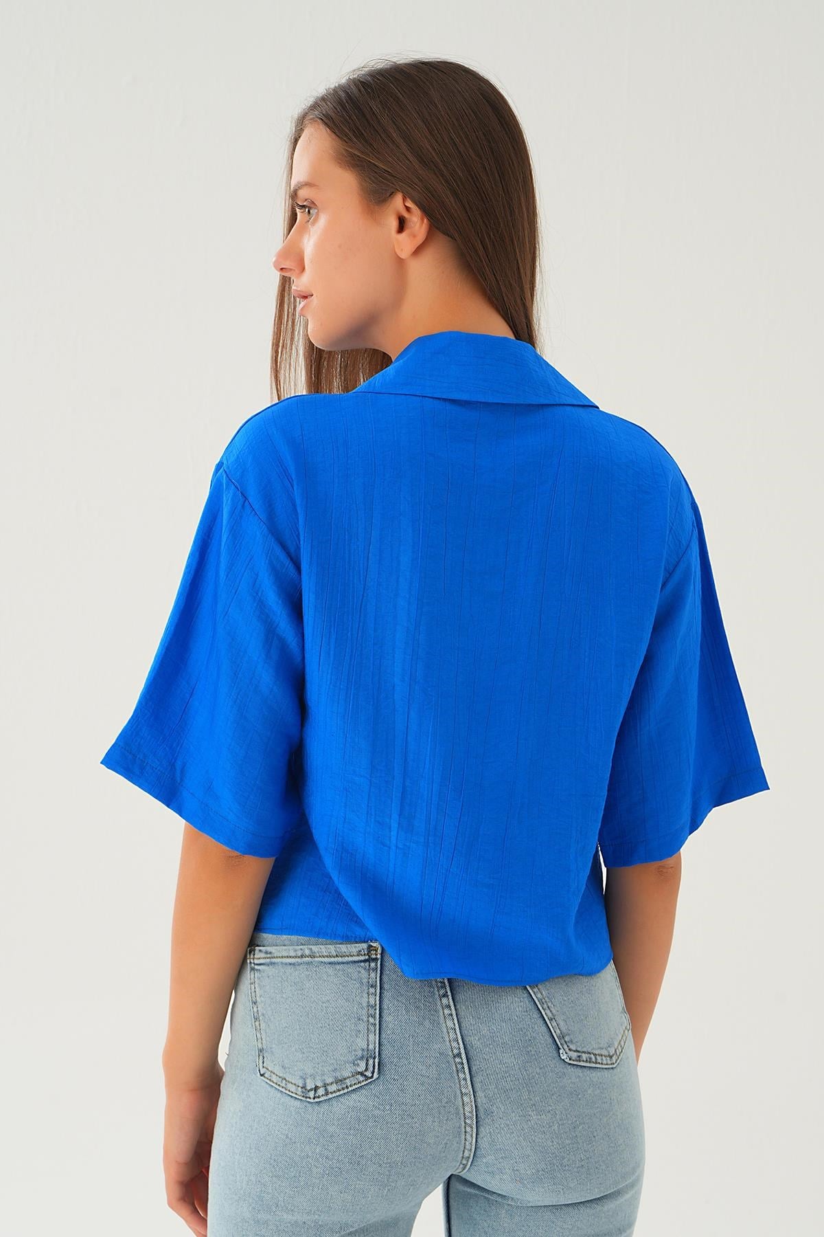 Saks Oversize Kısa Gömlek 4159A 6