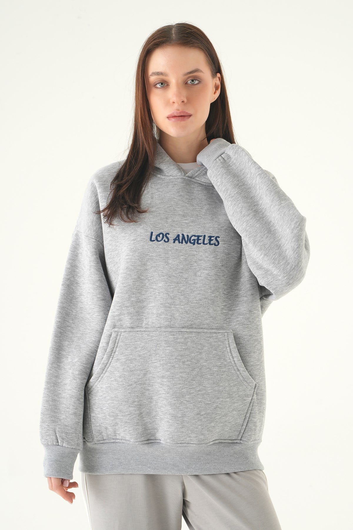 Los Angeles Baskılı Sweat 1042 Gri 2