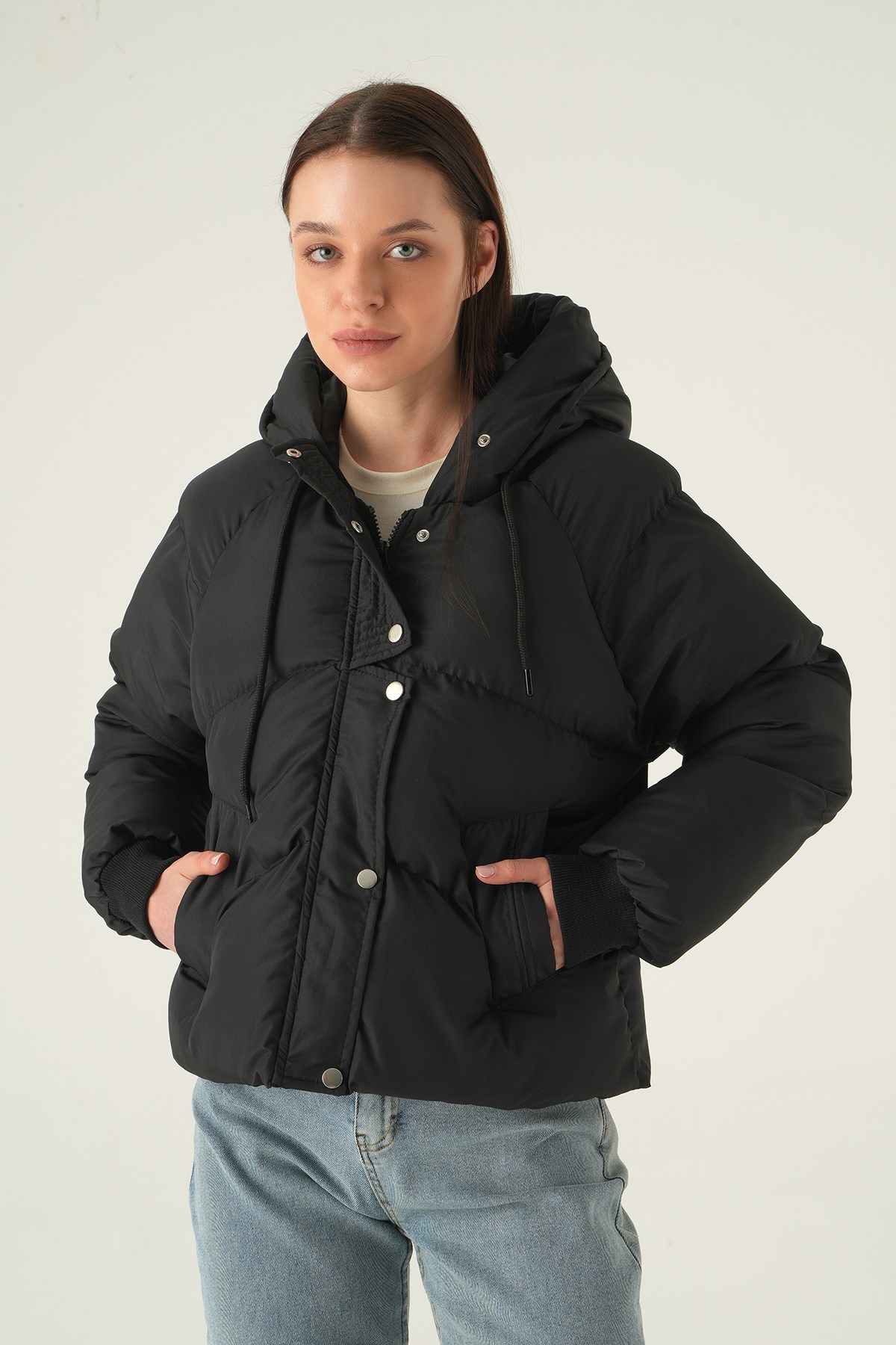Siyah Ribanalı Mont 3503 7