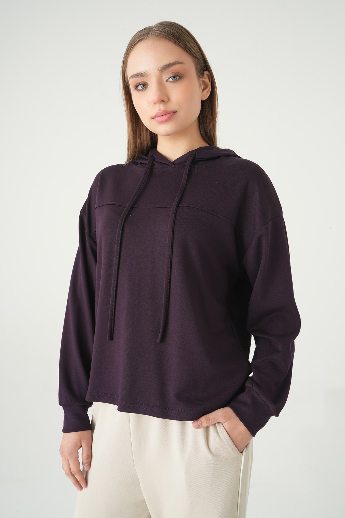 Mürdüm Şerit Detay Sweat 8308A 7