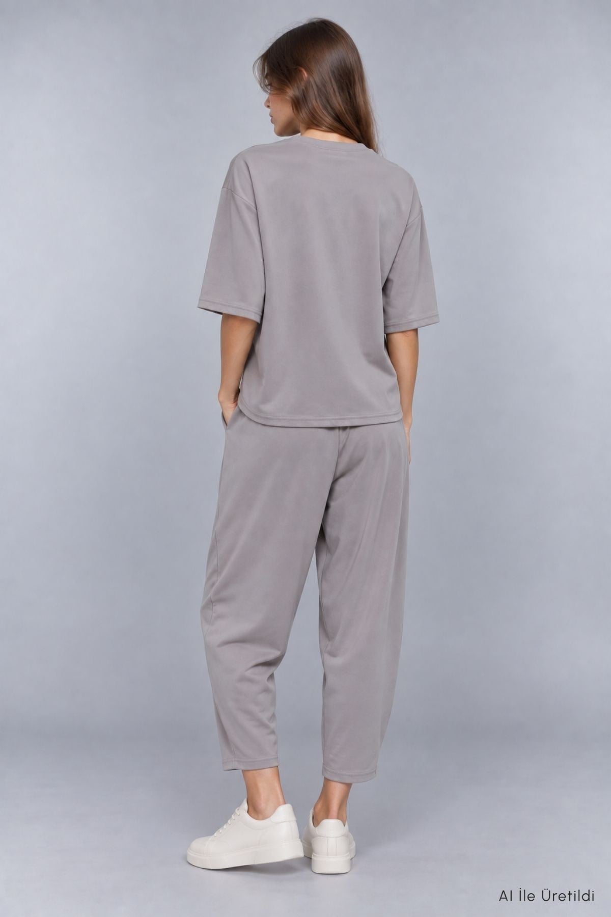 Bisiklet Yaka Pantolon Takım 8749A Gri 3