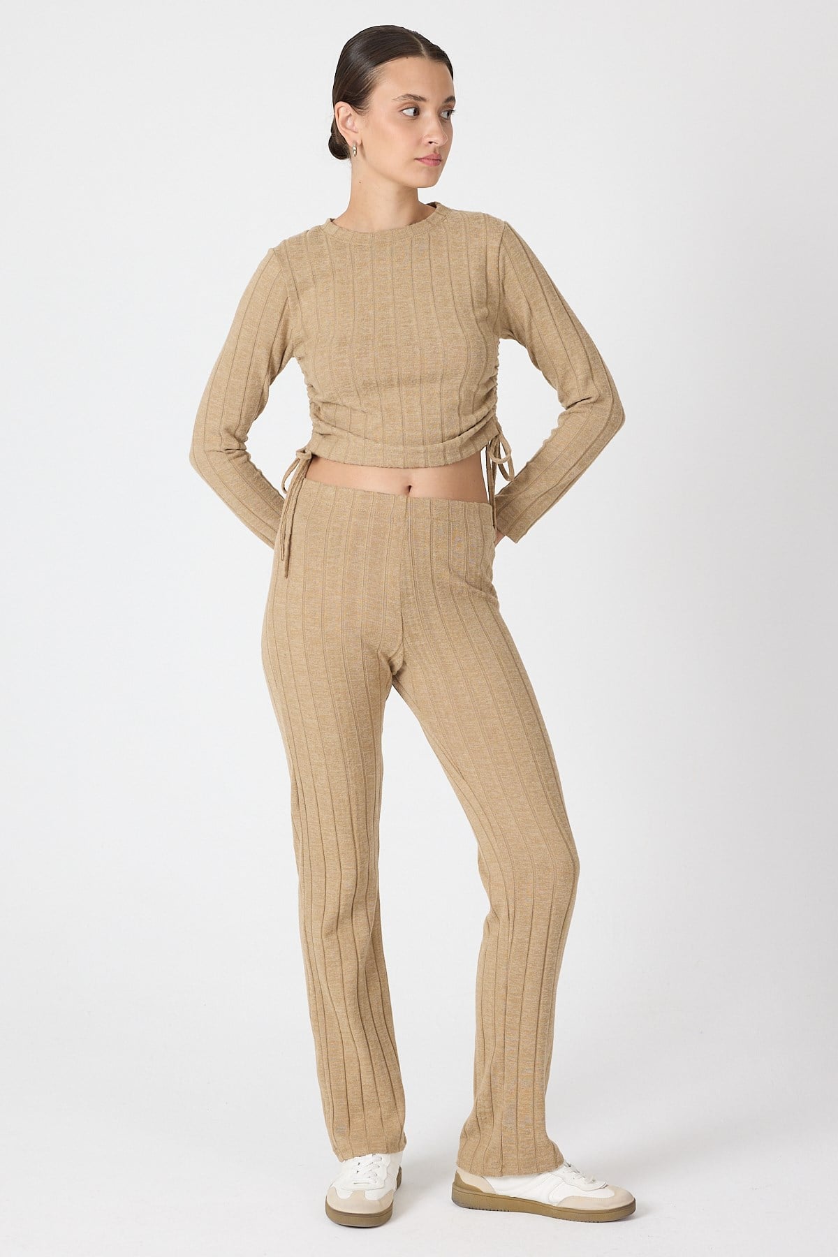 Vizon Fitilli Crop Bluz Pantolon İkili Takımı 8114A 6