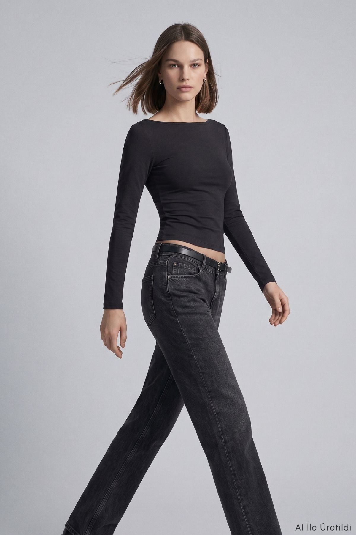 Kayık Yaka Basic Penye Body 744 Siyah 2