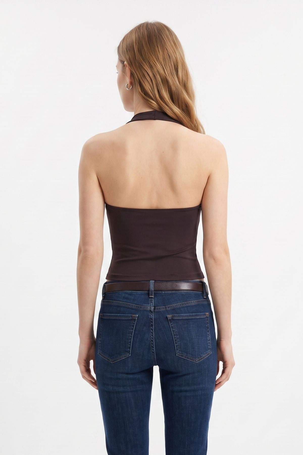 Halter Yaka Bluz 2735 Kahve 3