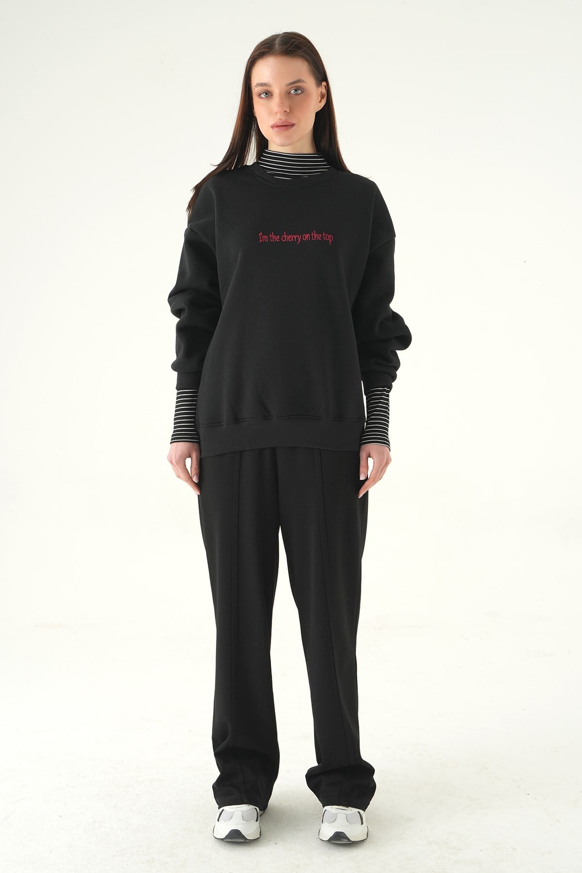 Cherry On Top Baskılı Sweat 1041 Siyah 3