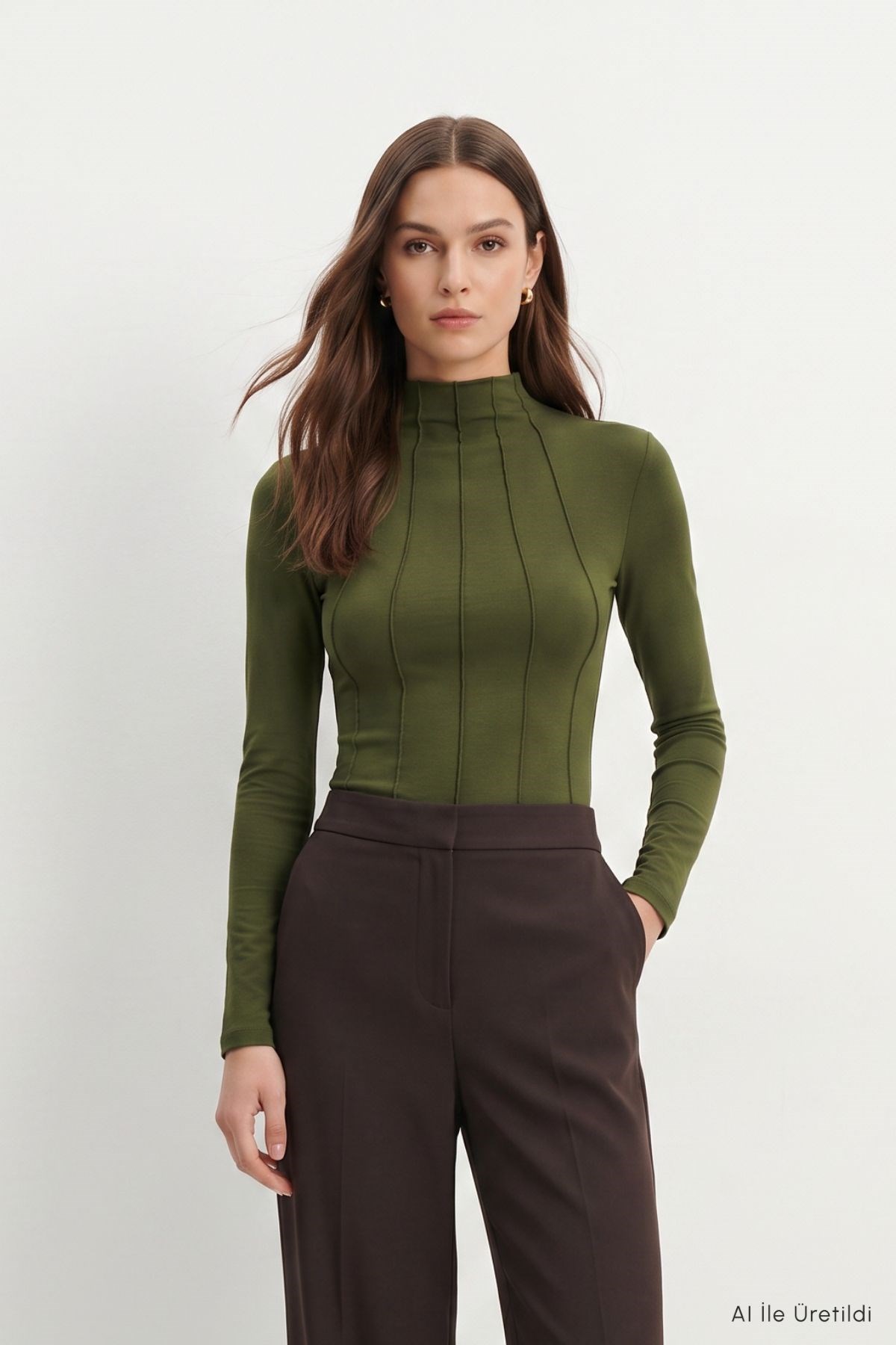 Uzun Kol Çimalı Body 8225A Haki