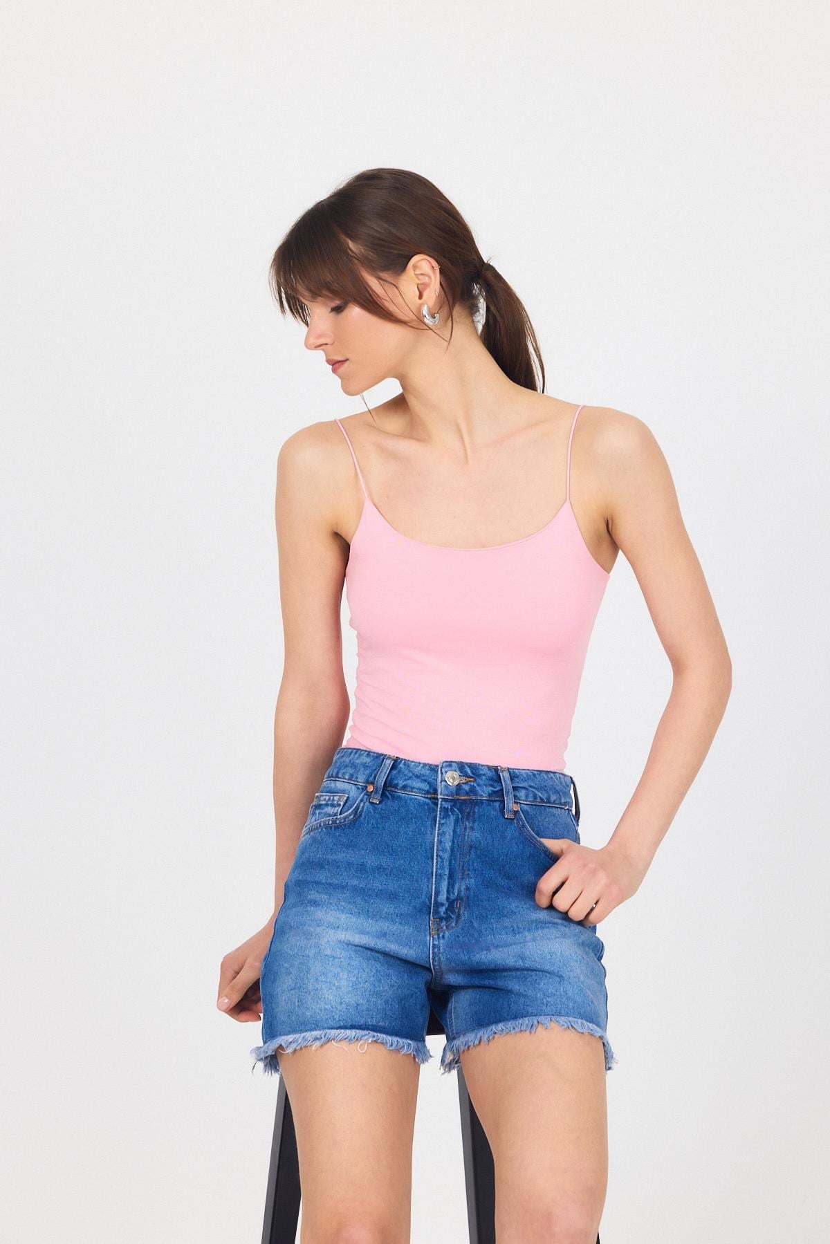 Pembe İnce Askılı Basic Atlet 848 4