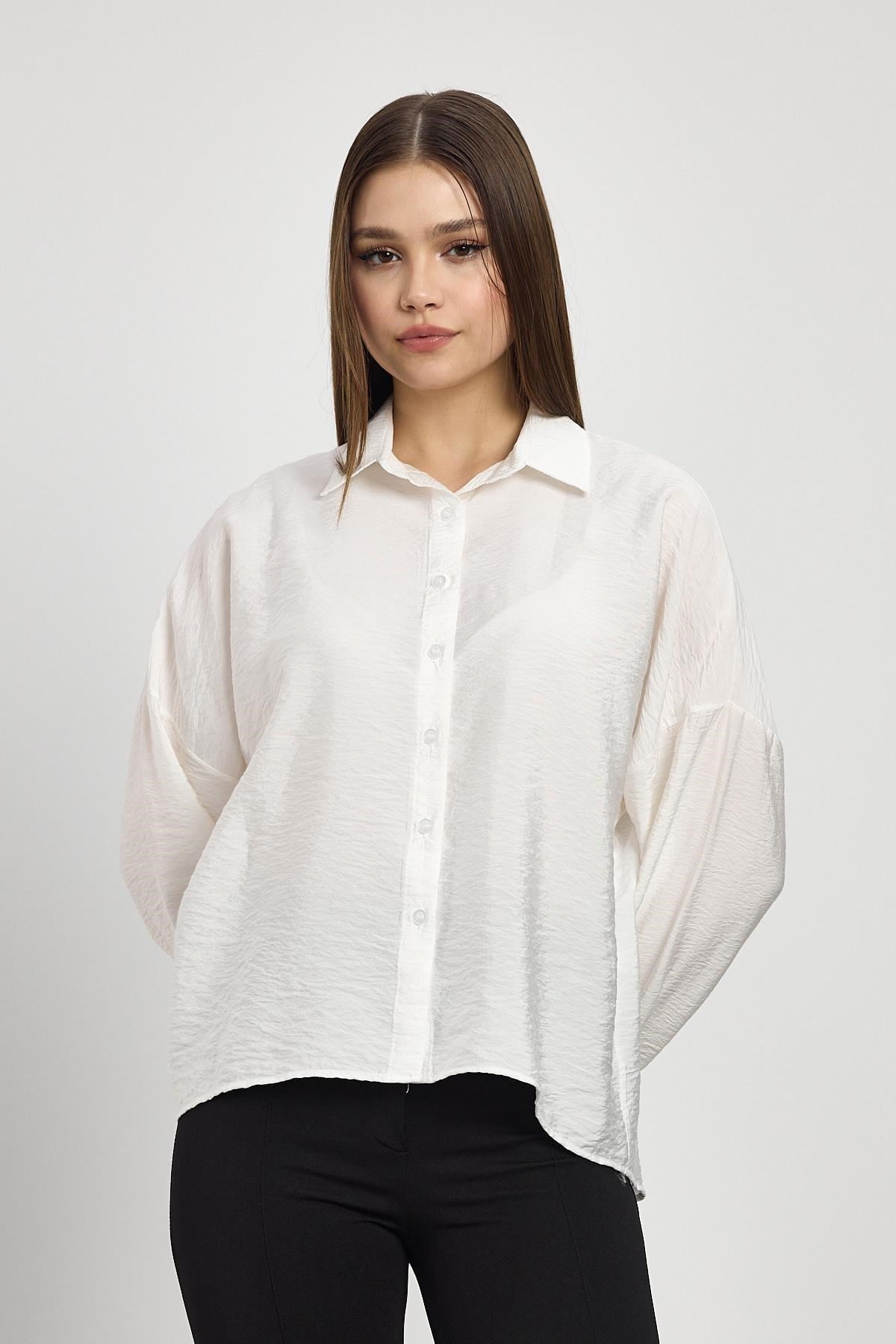 Oversize Klasik Gömlek 4316A Beyaz 7