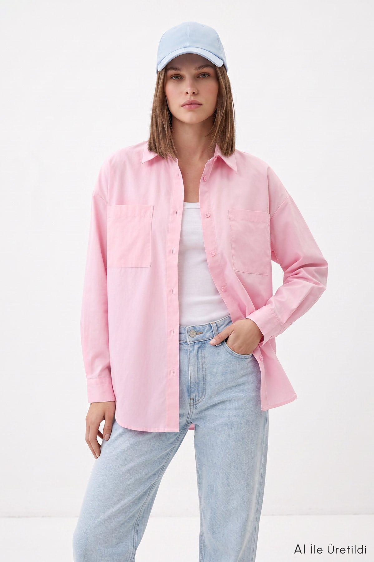Önü Düğmeli Gömlek TCR-6256A Pembe 2