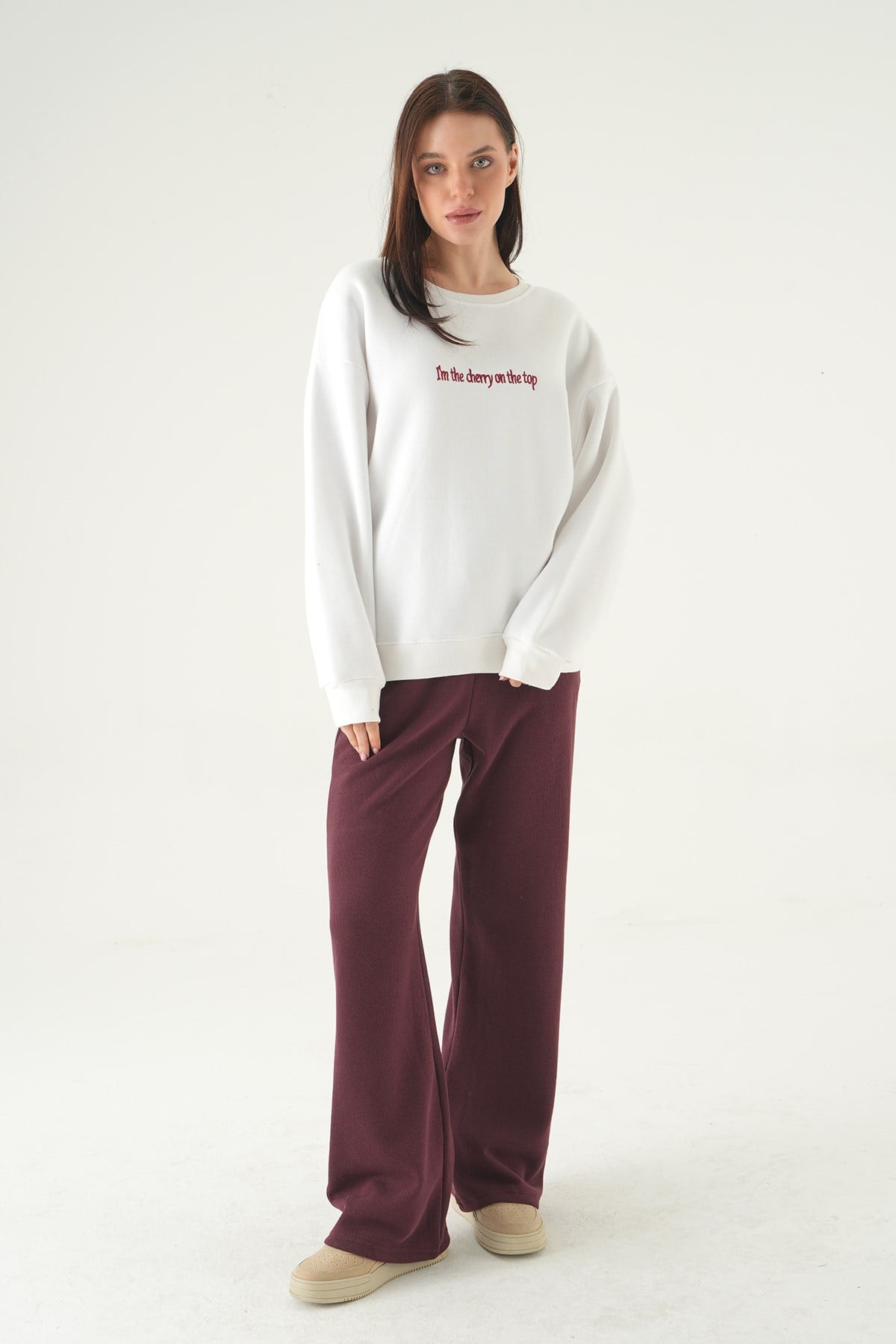 Cherry On Top Baskılı Sweat 1041 Krem 3