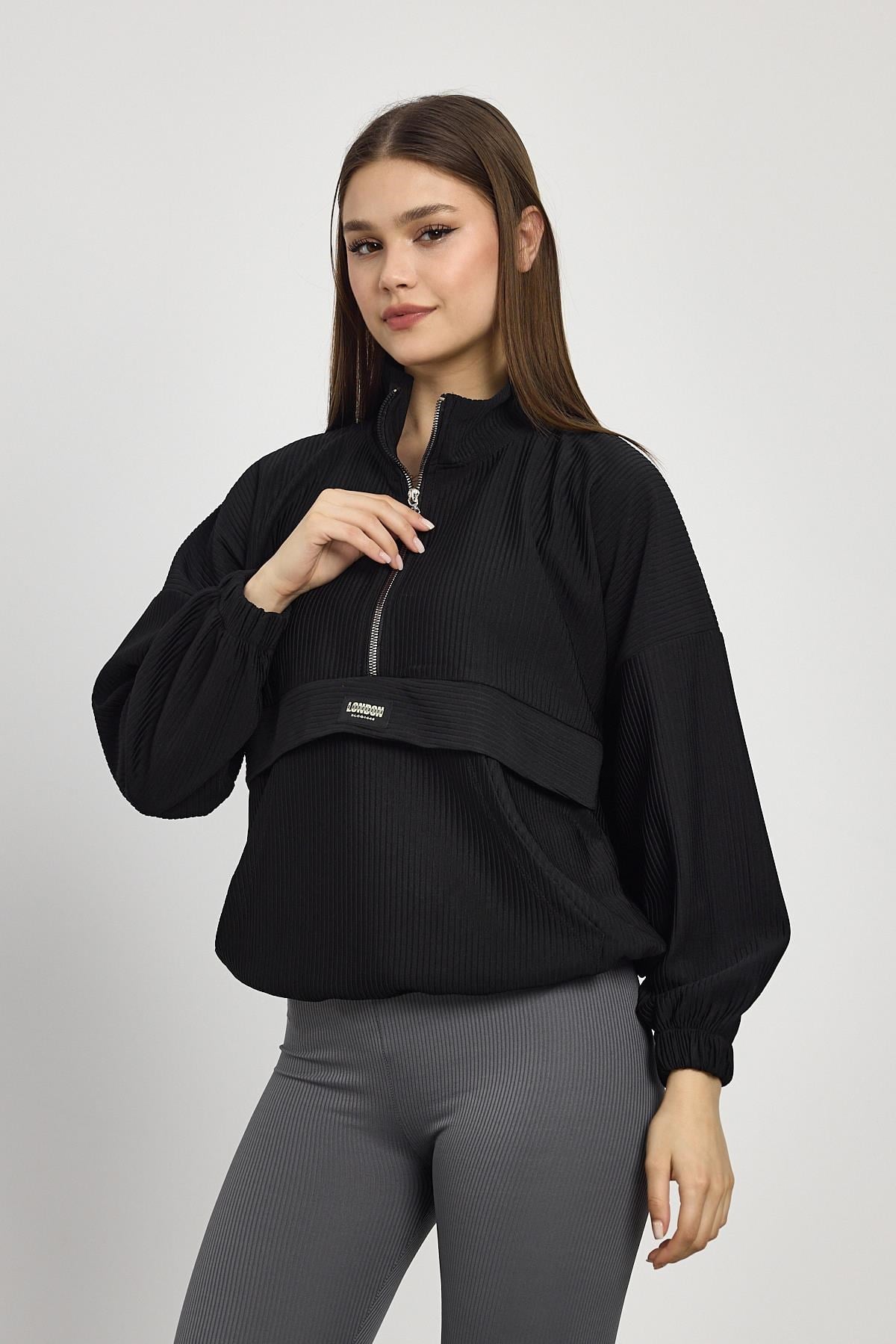Kanguru Cep Detay Sweat 1052 Siyah 3