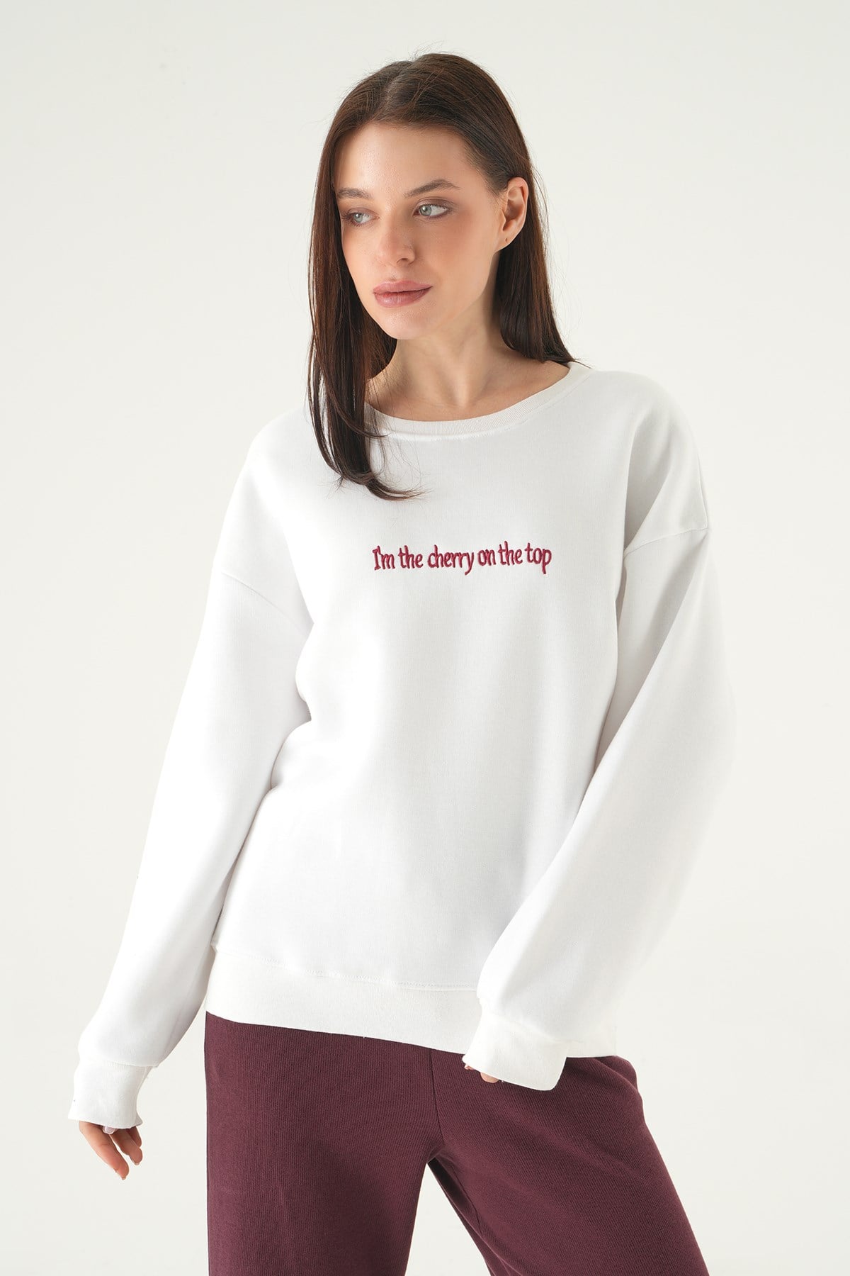 Cherry On Top Baskılı Sweat 1041 Krem 2