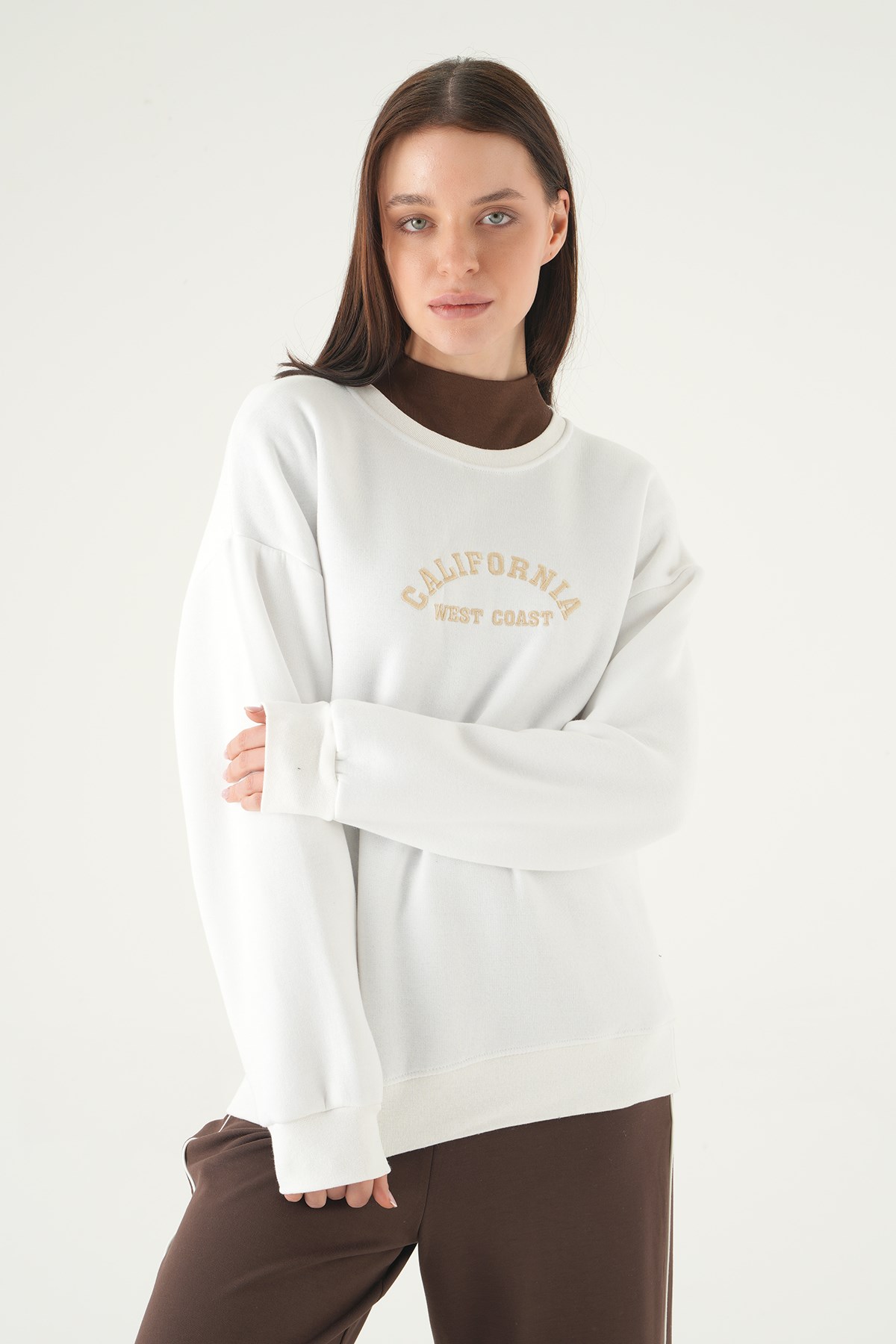 California Baskılı Sweat 1403 Ekru 2