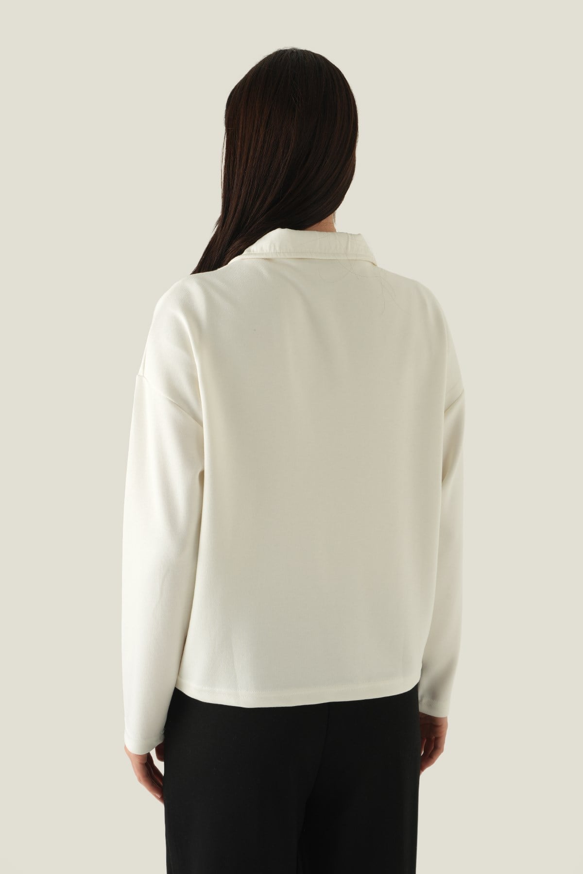 Yarım Fermuarlı Sweat 8249A Ekru 5