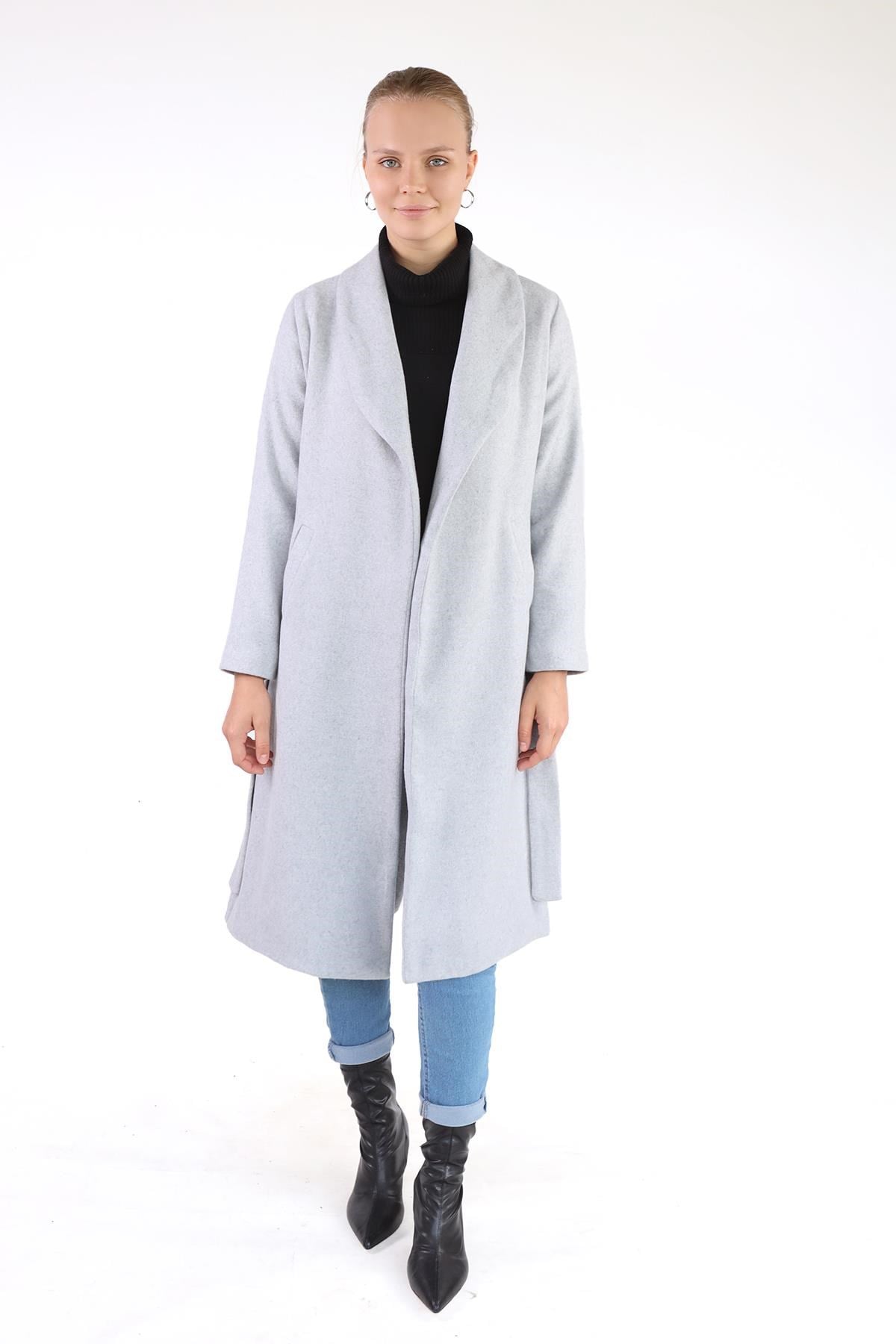 Geniş Spor Yaka Kaban 3023A Gri 5