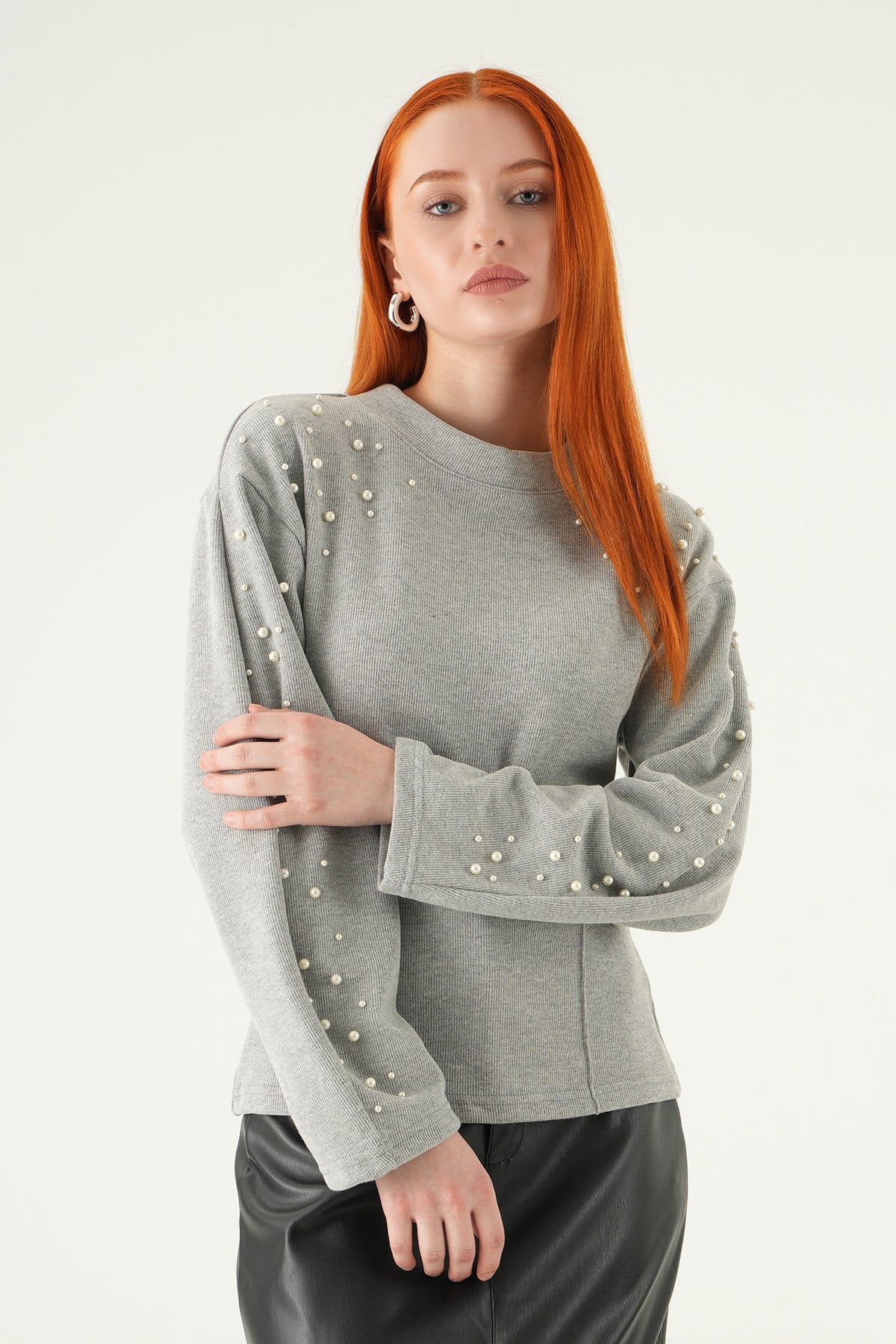 İnci Detay Kazak 3129A Gri 6