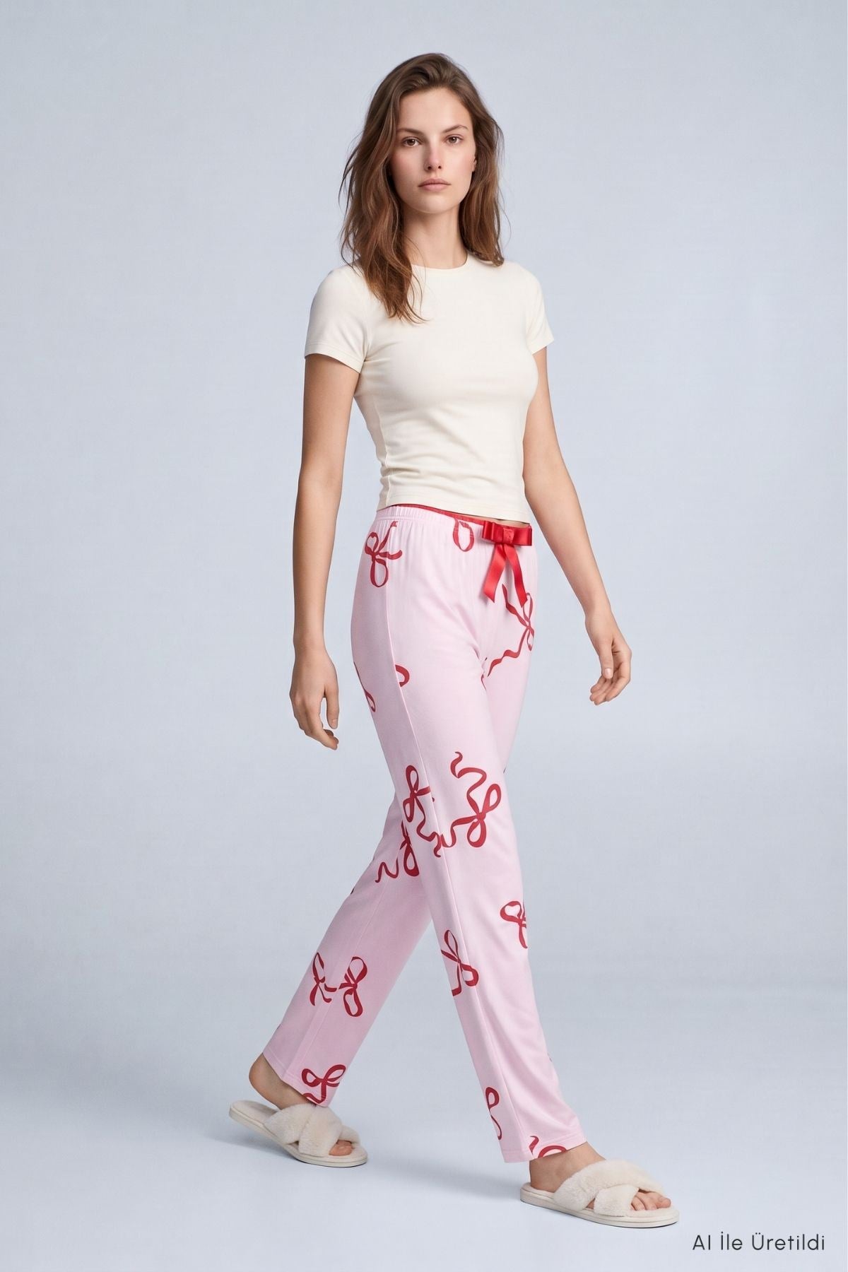 Kurdele Desen Pijama 4555 Pembe 3