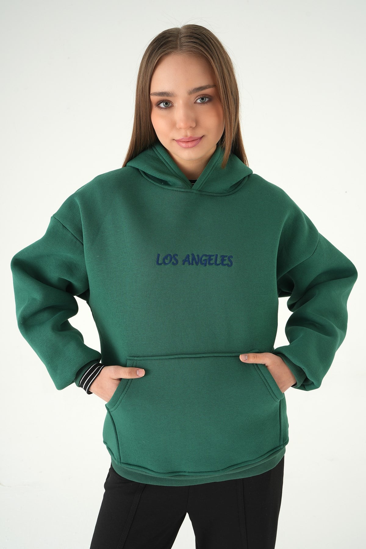 Los Angeles Baskılı Sweat 1042 Yeşil 6