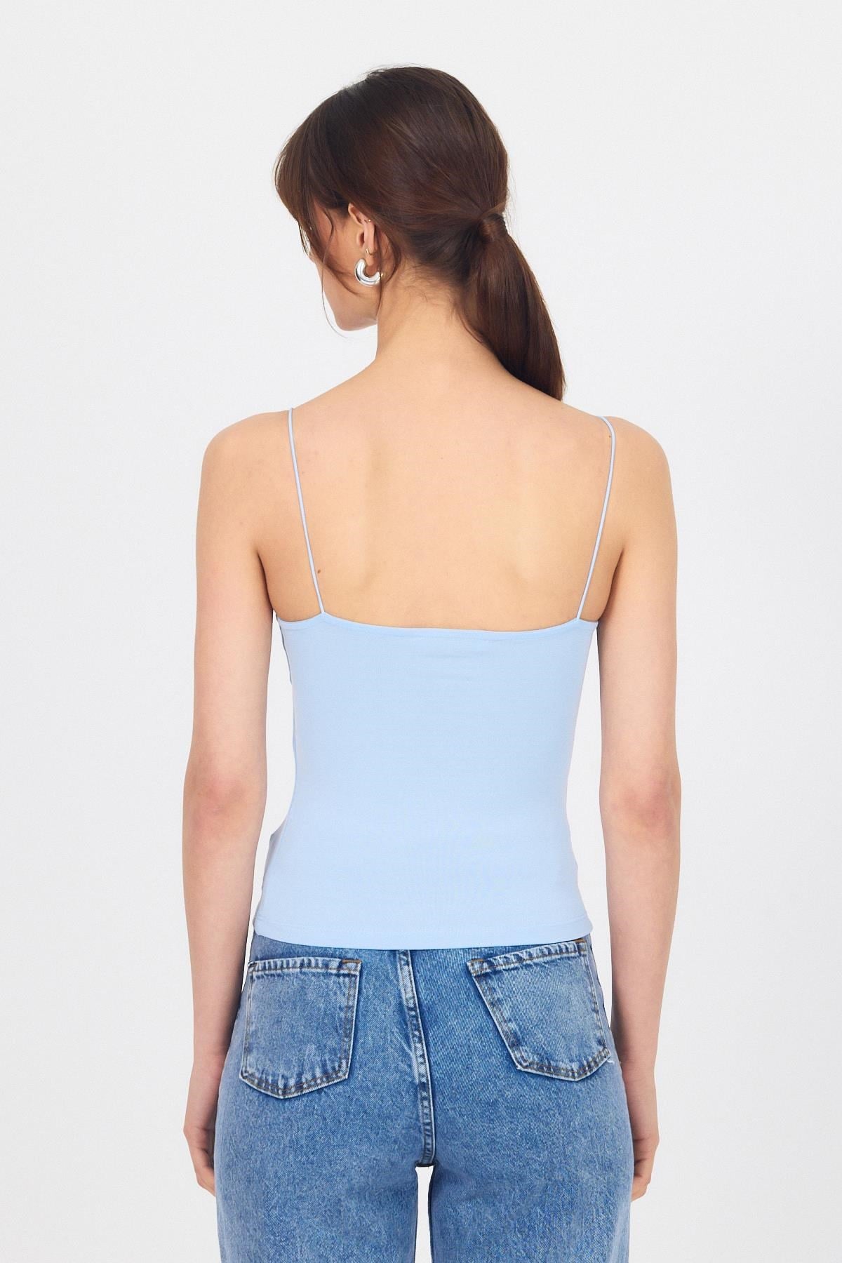 Bebe Mavi İnce Askılı Basic Atlet 848 5