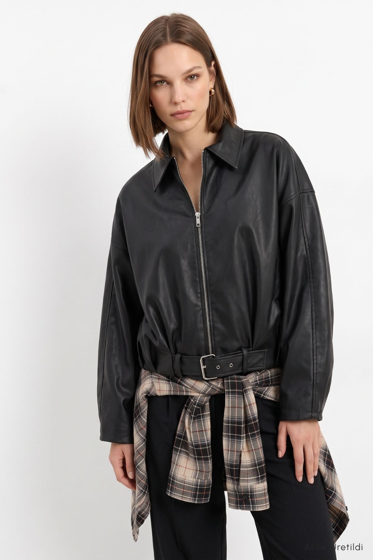 Oversize Deri Ceket 3137 Siyah 3