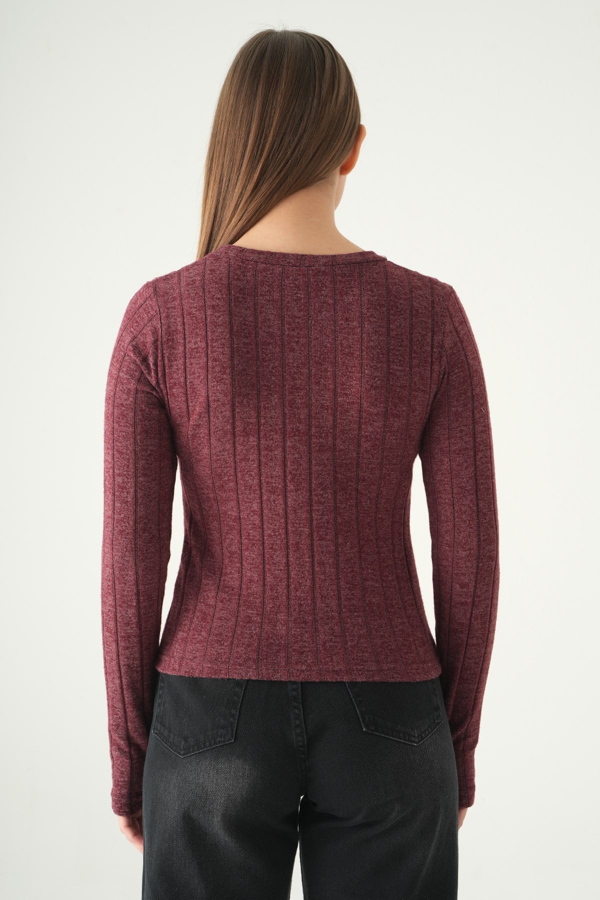 Bisiklet Yaka Bluz 8268A Bordo 5