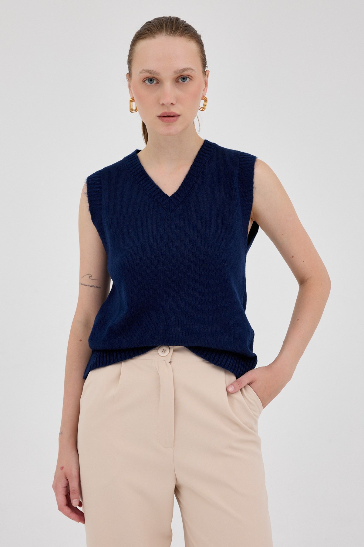 Laci Oversize V Yaka Kadın Süveter 2292 6