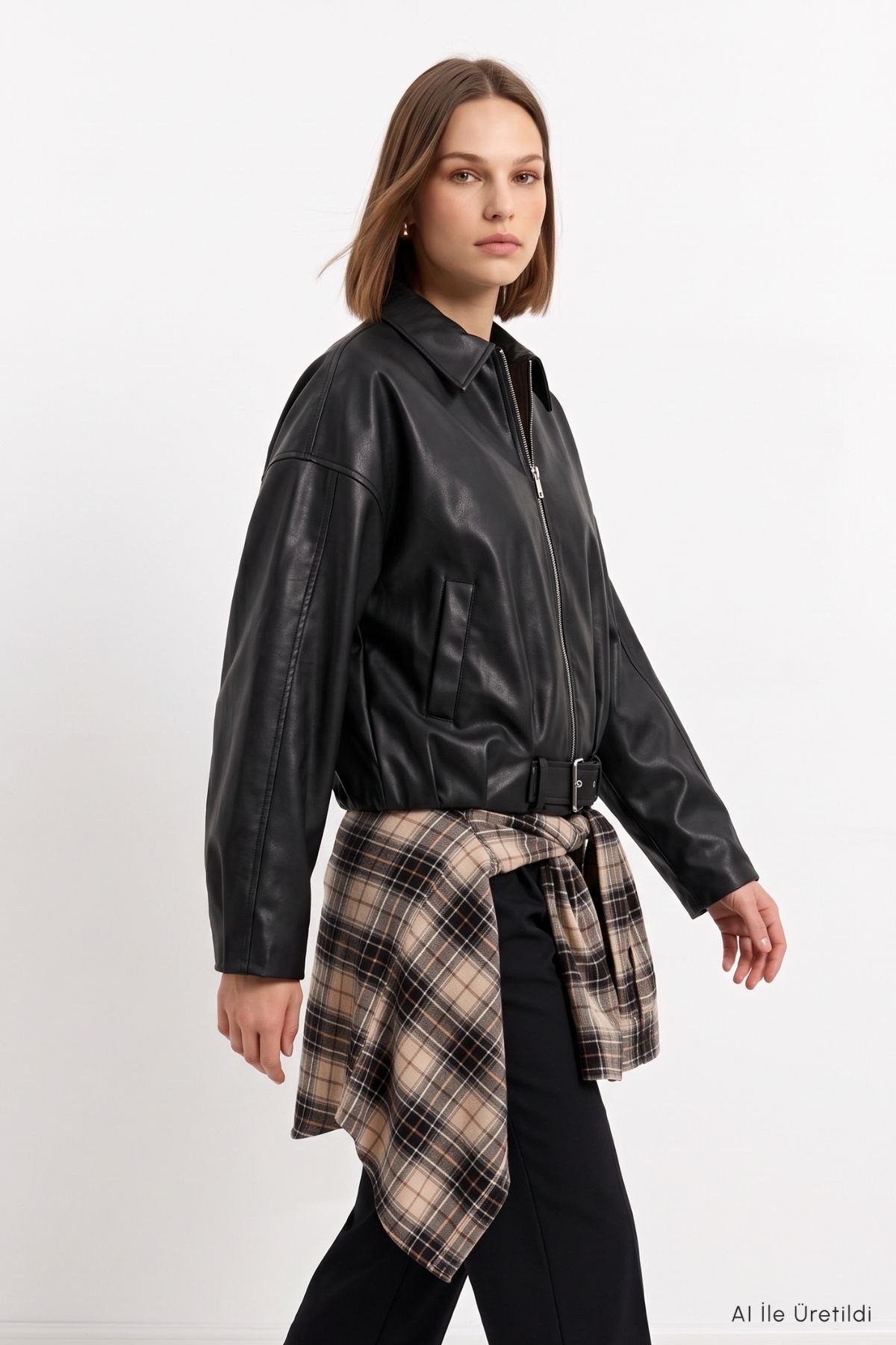 Oversize Deri Ceket 3137 Siyah 4