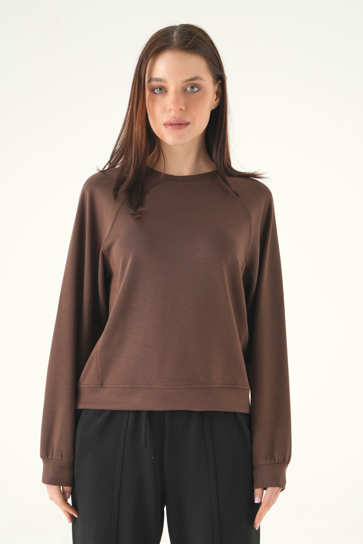 Kahve Bisiklet Yaka Sweat 8277A 2
