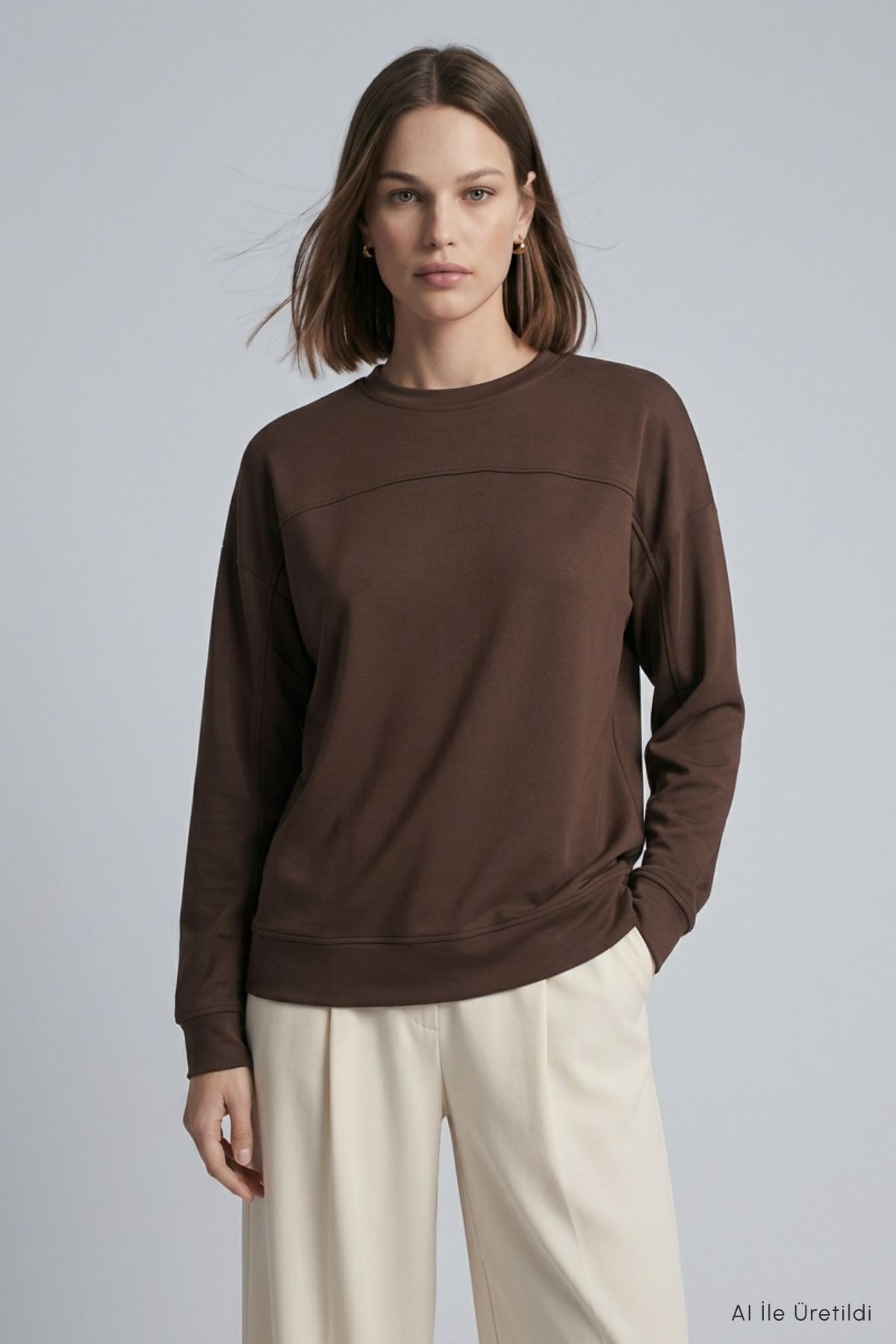 Bisiklet Yaka Tunik 8203A Kahve 2