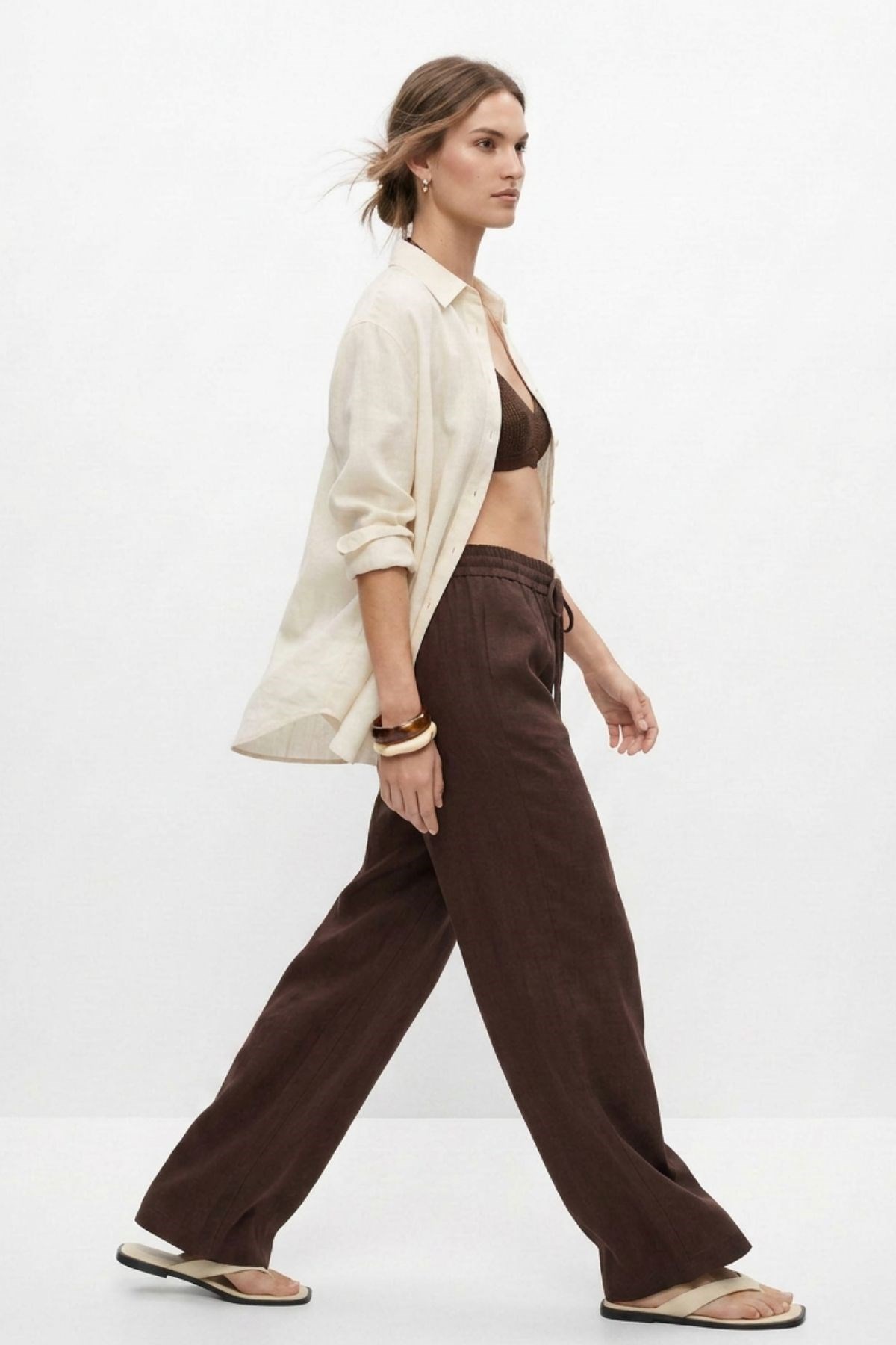 Geniş Paça Pantolon 8561A Kahve 2