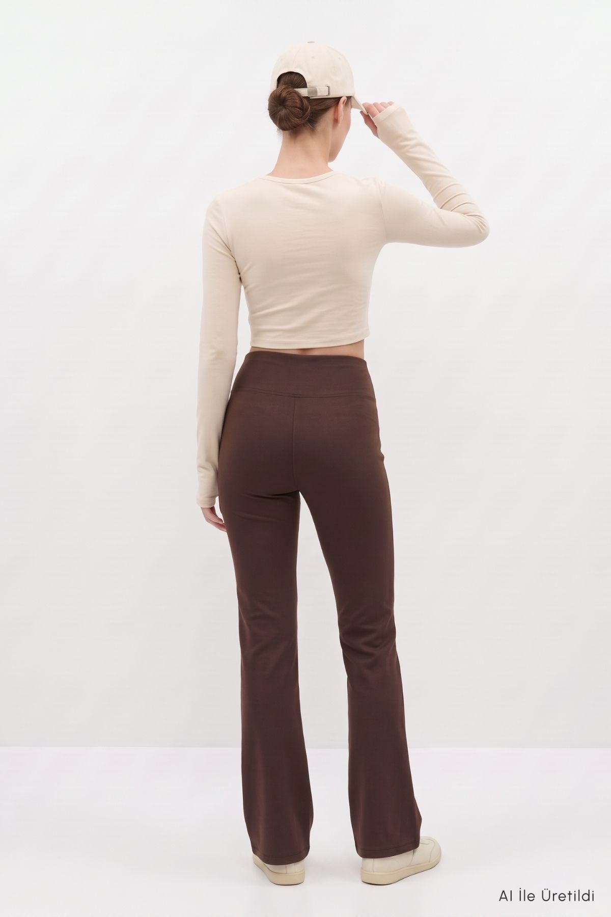 Yüksek Bel Geniş Paça Pantolon 8543A Kahve 4