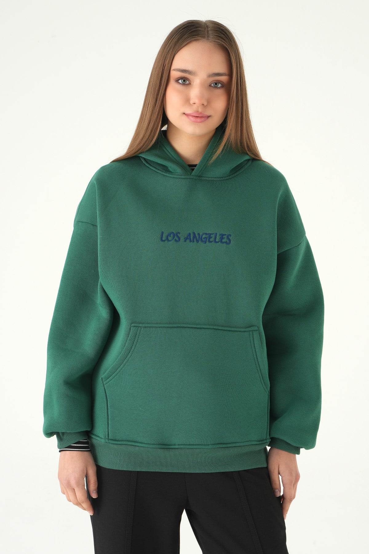 Los Angeles Baskılı Sweat 1042 Yeşil