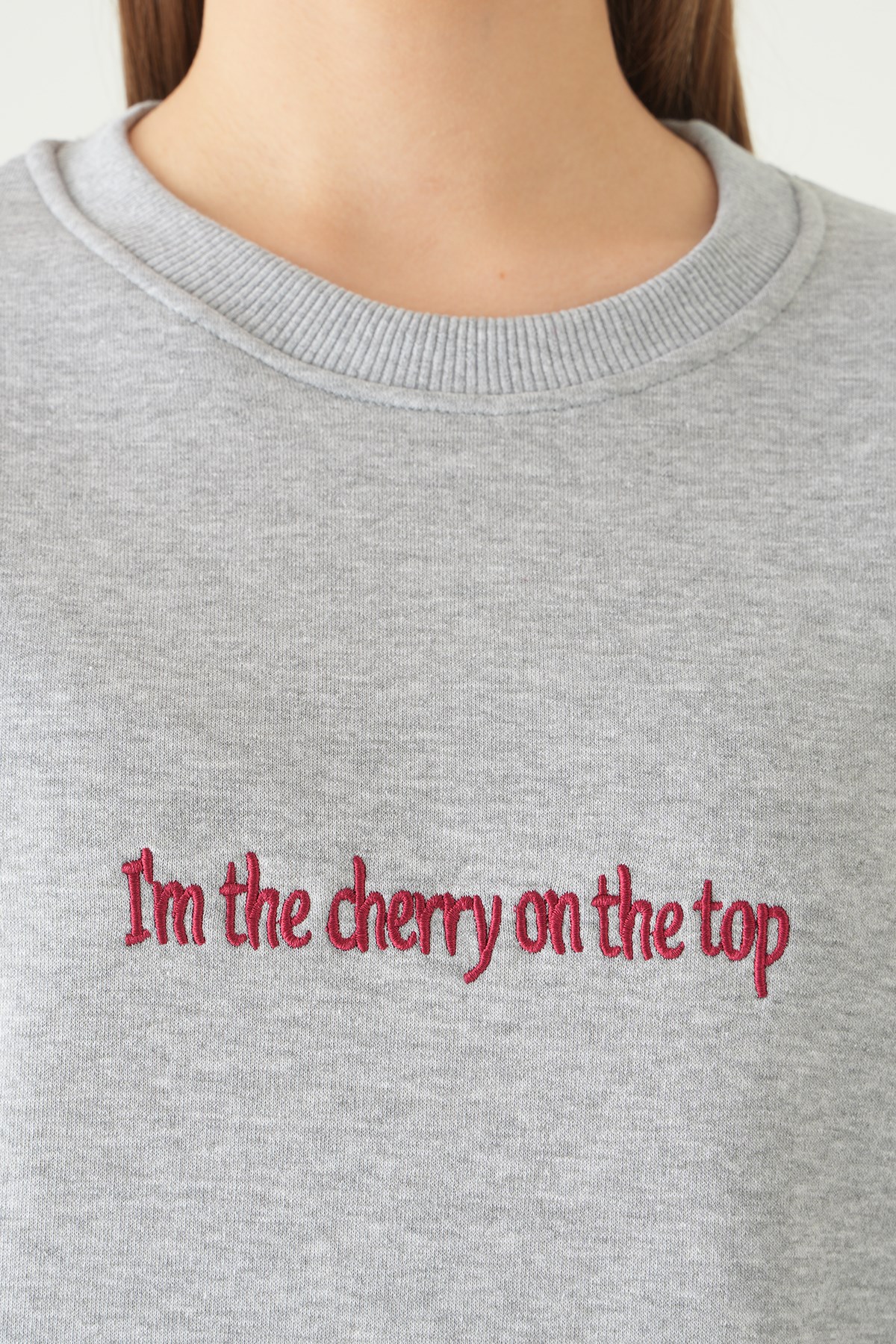 Cherry On Top Baskılı Sweat 1041 Gri 4