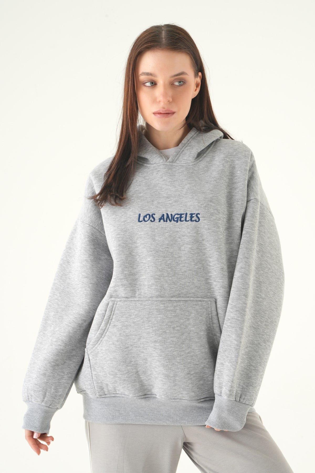 Los Angeles Baskılı Sweat 1042 Gri 7