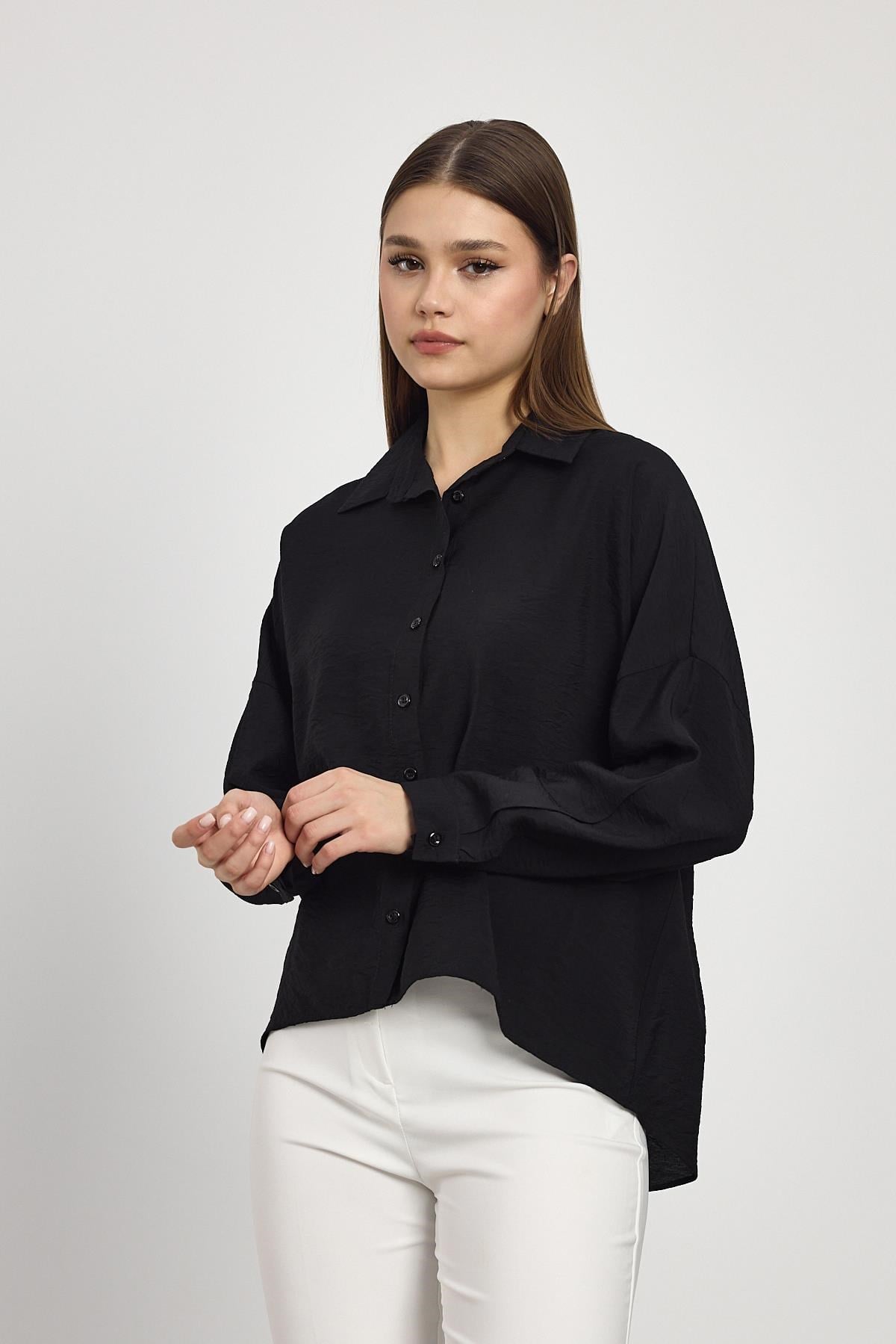 Siyah Oversize Klasik Gömlek 4316A 6